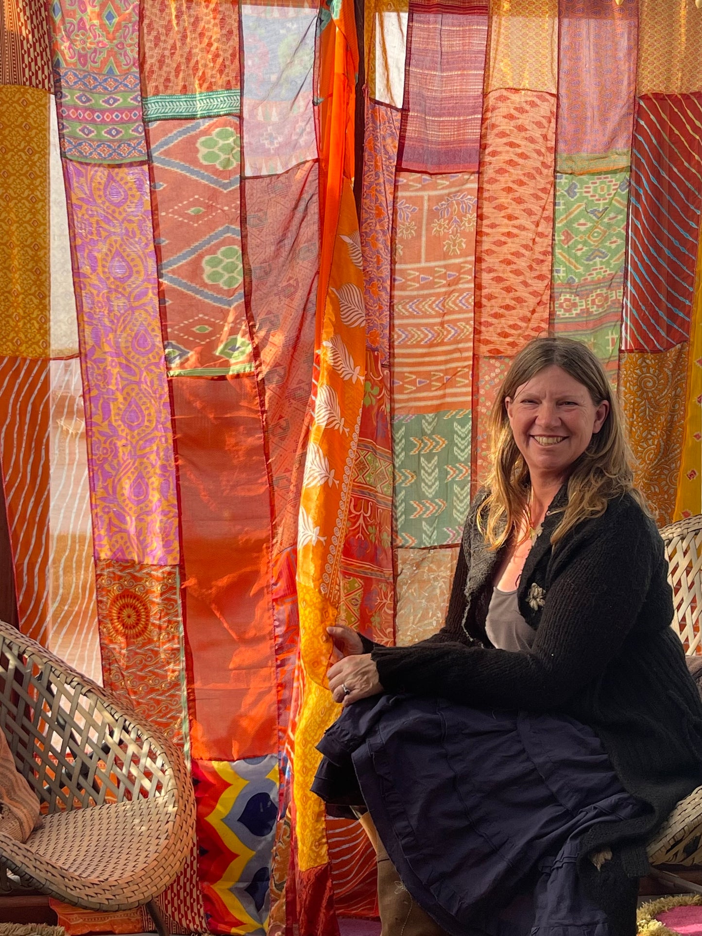 Handmade orange curtains, Recycled Vintage Curtains, Boho Style, Ethical Furnishings, Romantic Gift, Unique Home decor, eco friendly curtain