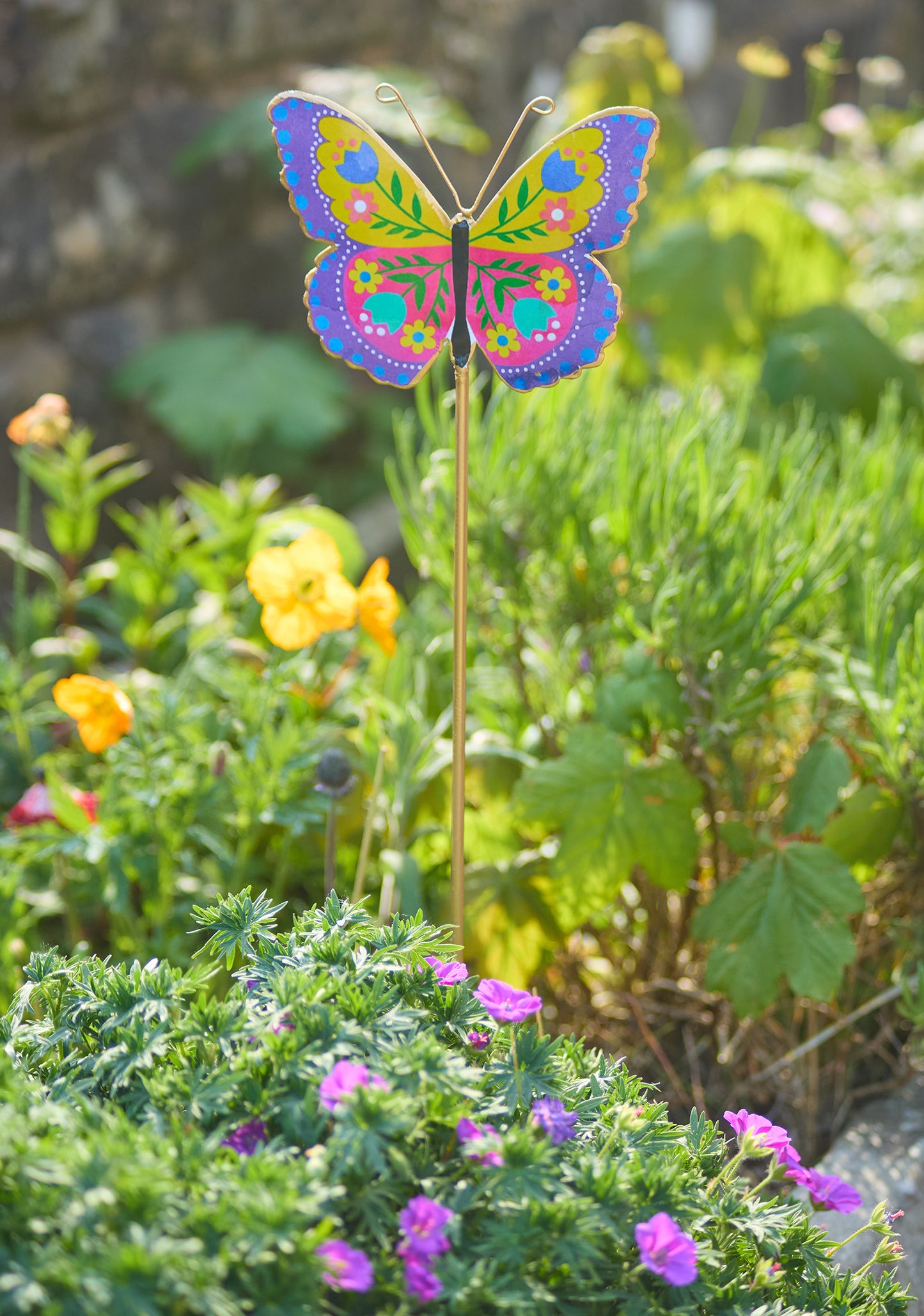 Butterfly garden stake. Beautiful garden decoration in the shape of a butterfly. Garden decor. Butterfly garden sculpture.