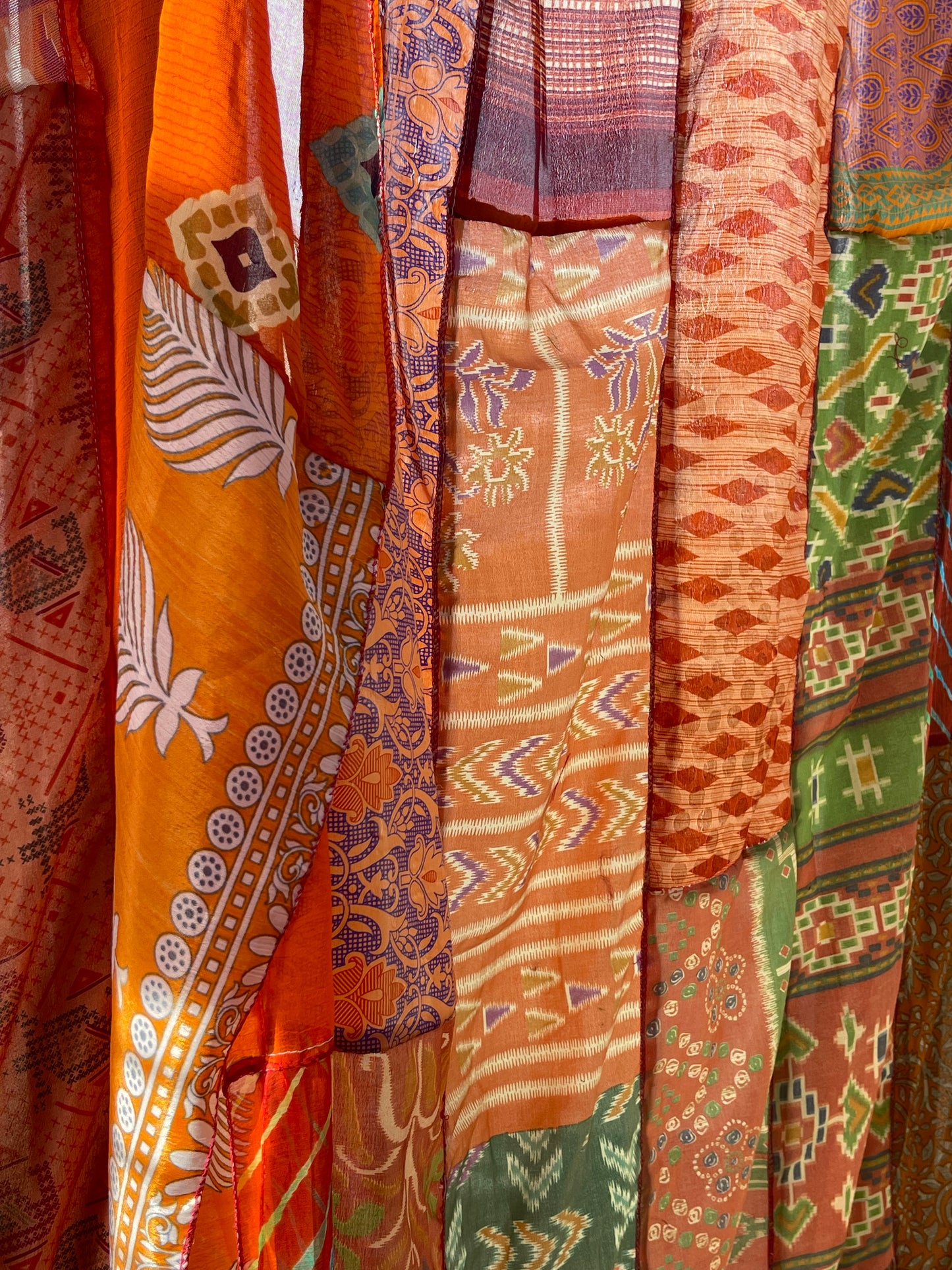 Handmade orange curtains, Recycled Vintage Curtains, Boho Style, Ethical Furnishings, Romantic Gift, Unique Home decor, eco friendly curtain