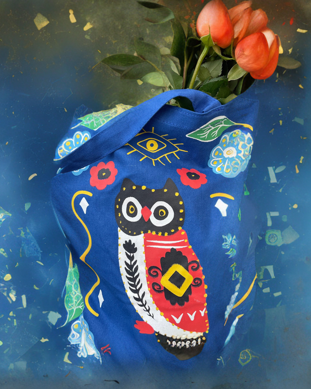Umweltfreundliche Tasche aus recycelter Baumwolle.