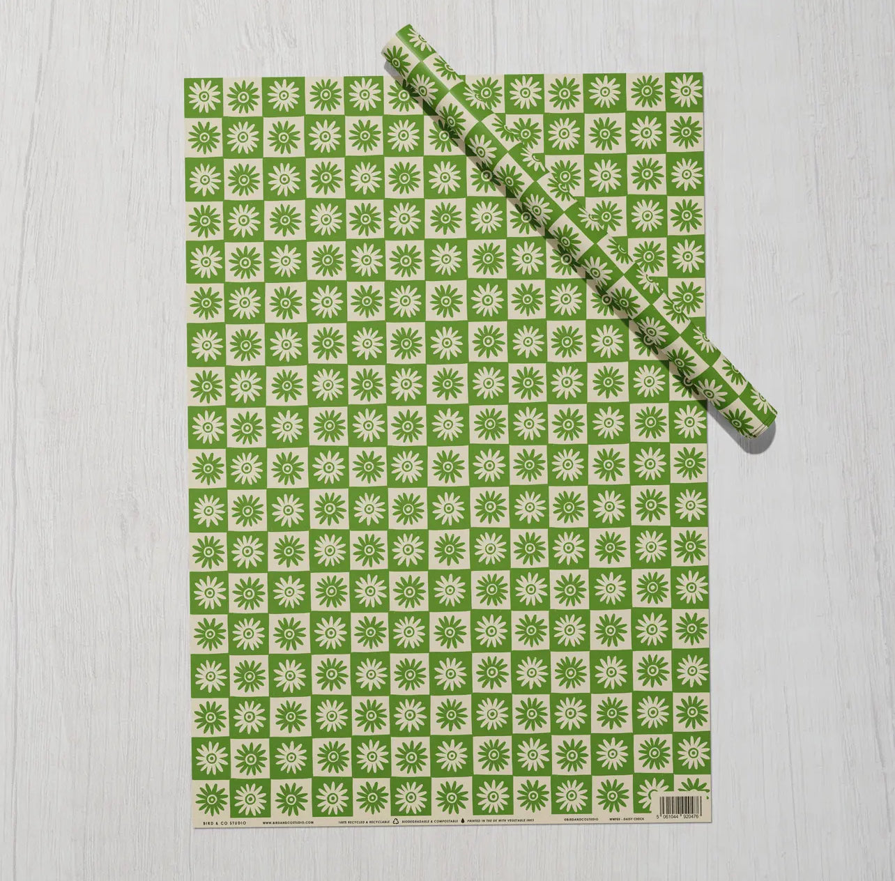 Recycled Daisy Flower Wrapping Paper. Printed With Vegetable Inks.