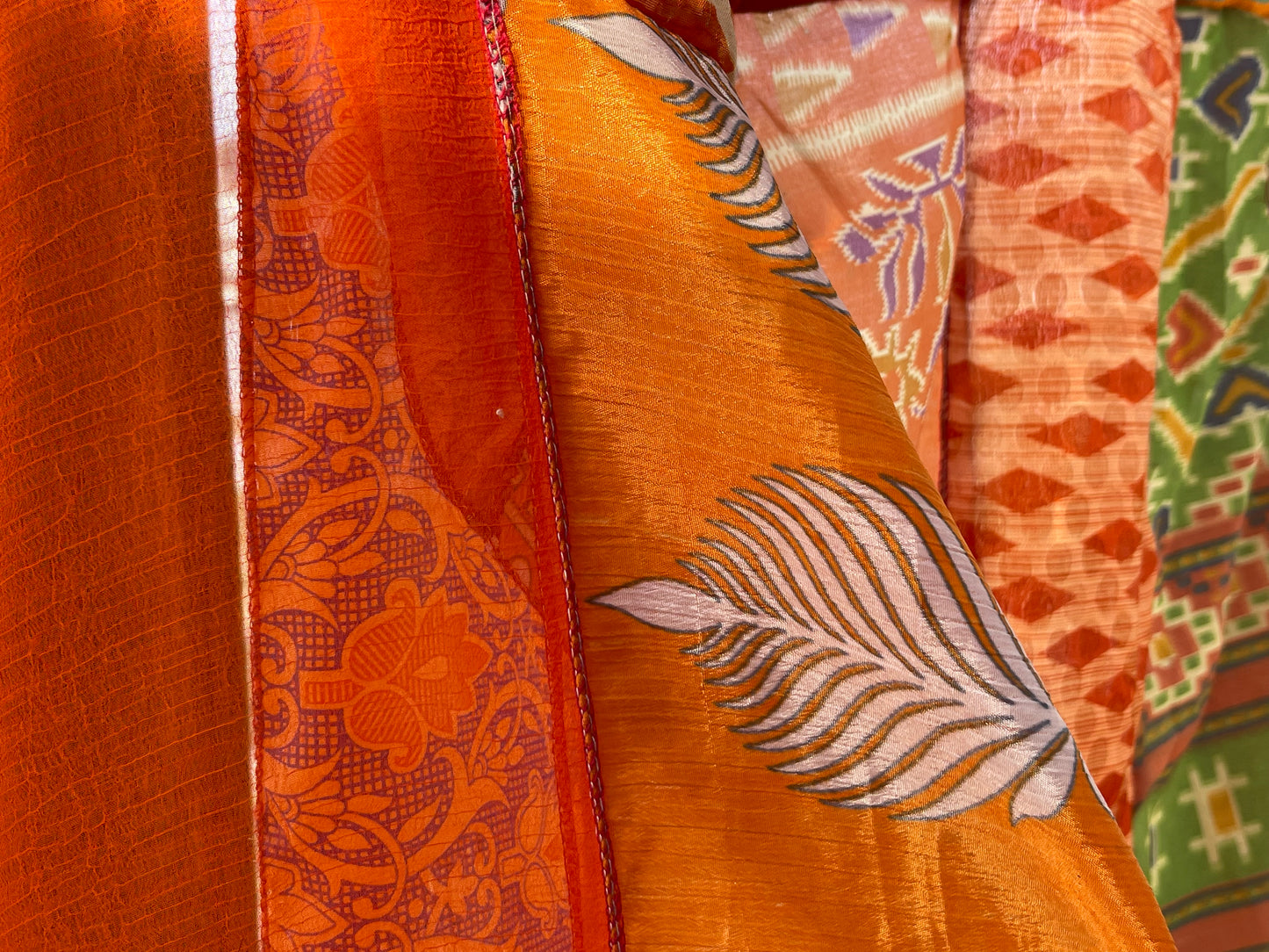 Handmade orange curtains, Recycled Vintage Curtains, Boho Style, Ethical Furnishings, Romantic Gift, Unique Home decor, eco friendly curtain