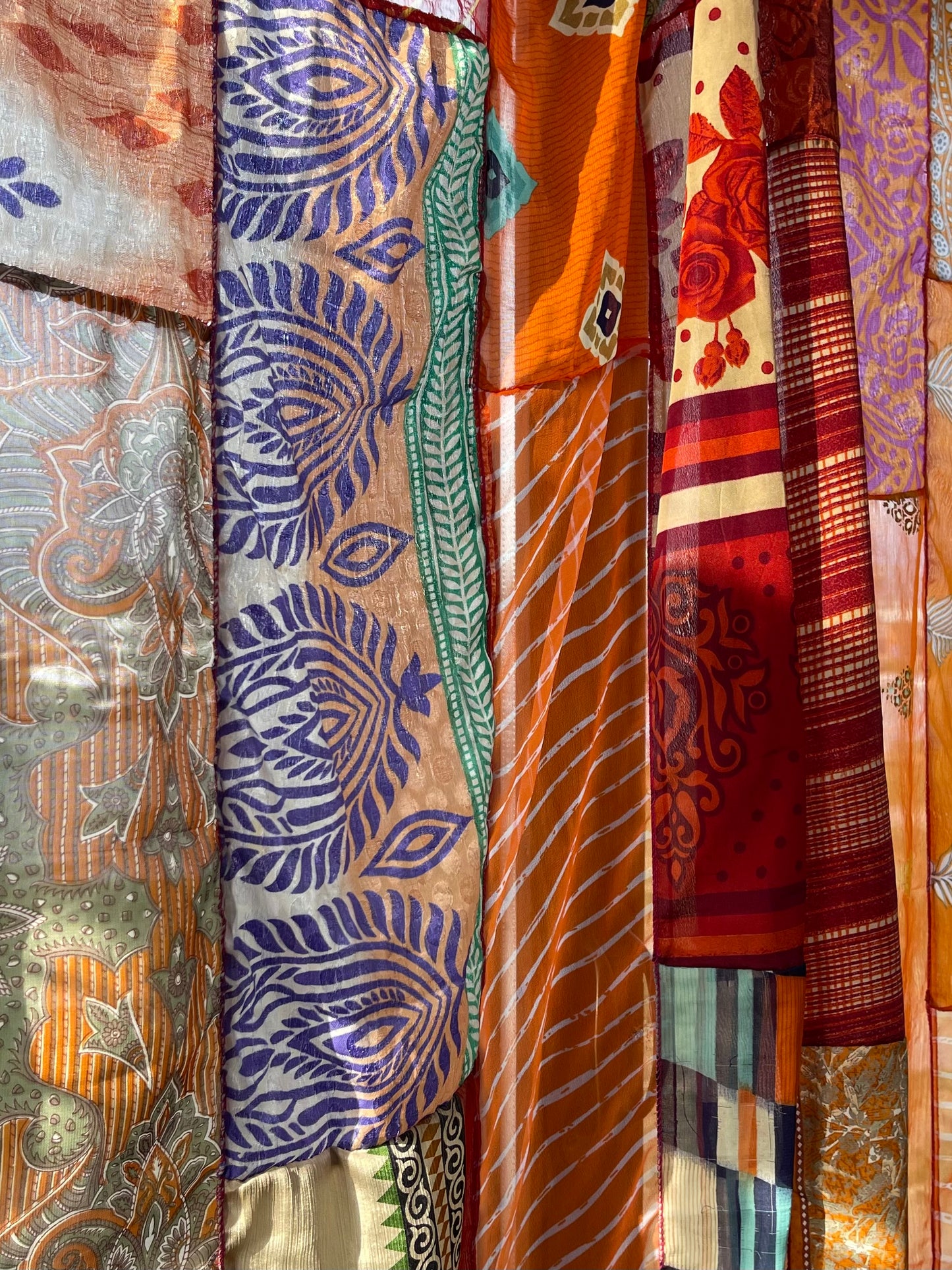 Handmade orange curtains, Recycled Vintage Curtains, Boho Style, Ethical Furnishings, Romantic Gift, Unique Home decor, eco friendly curtain