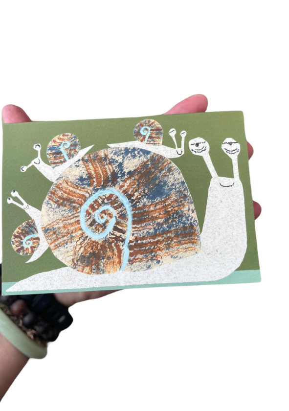 Snail Family. cute recycled snail card. Handmade cards.