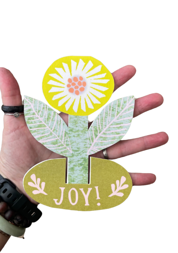 Pop Up Flower Card. Recycled card. I Joy Card.