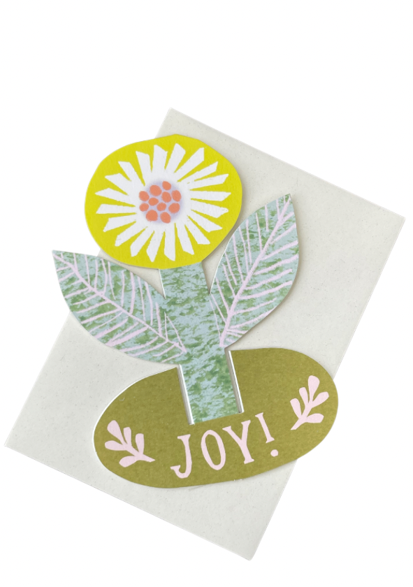 Pop Up Flower Card. Recycled card. I Joy Card.