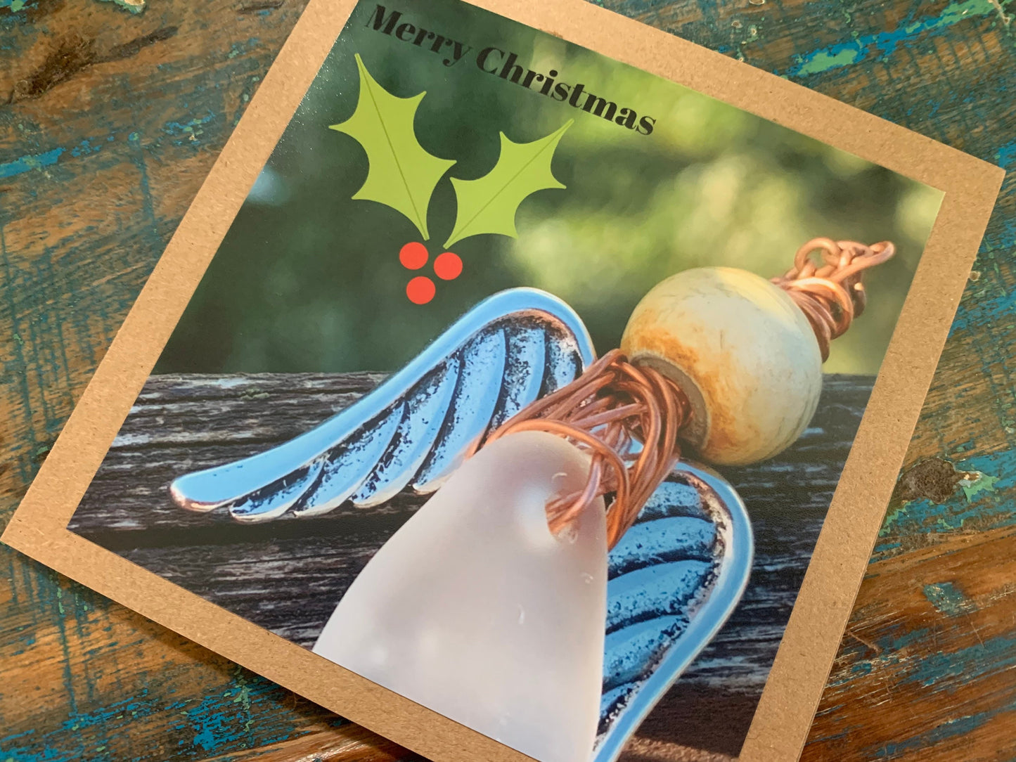 Angel card, recycled Christmas card, unusual christmas card. Eco friendly christmas card. Handmade Christmas card, unique Christmas card