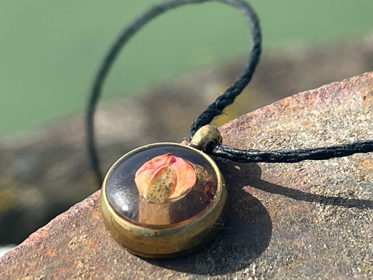 Flower necklace, ethical jewellery, rose necklace, handmade necklace, boho jewellery, gift for her, flower pendant, brass gold rose pendant
