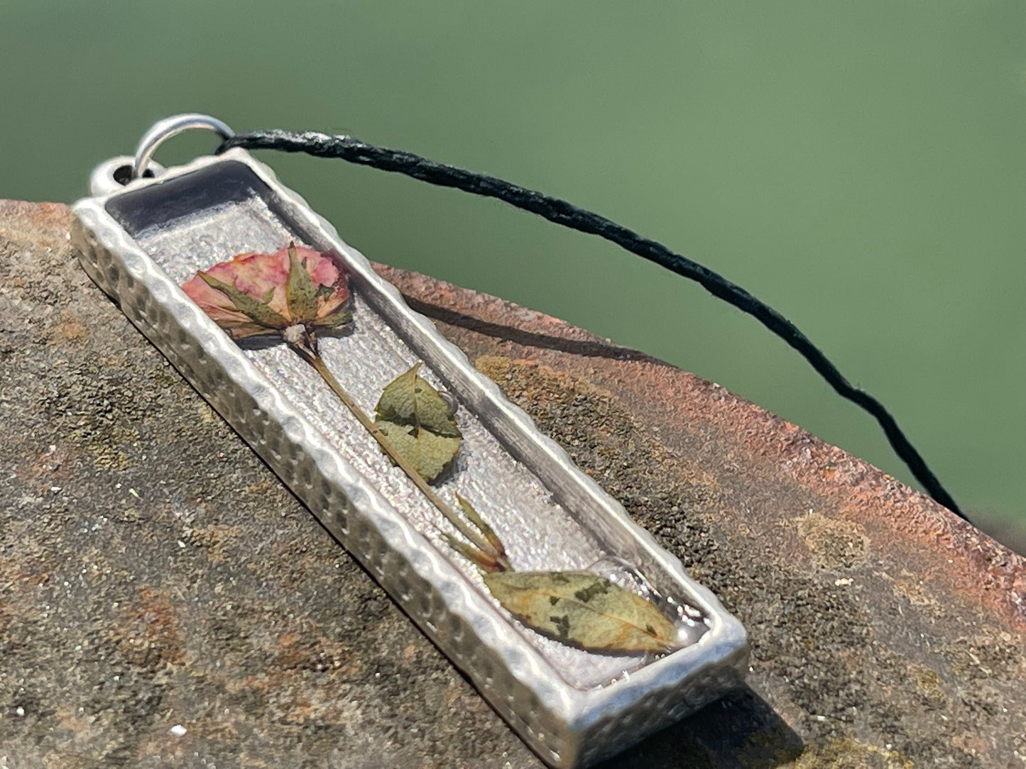 Flower necklace, ethical jewellery, rose necklace, handmade necklace boho jewellery, gift for her flower pendant unique gift for gardener