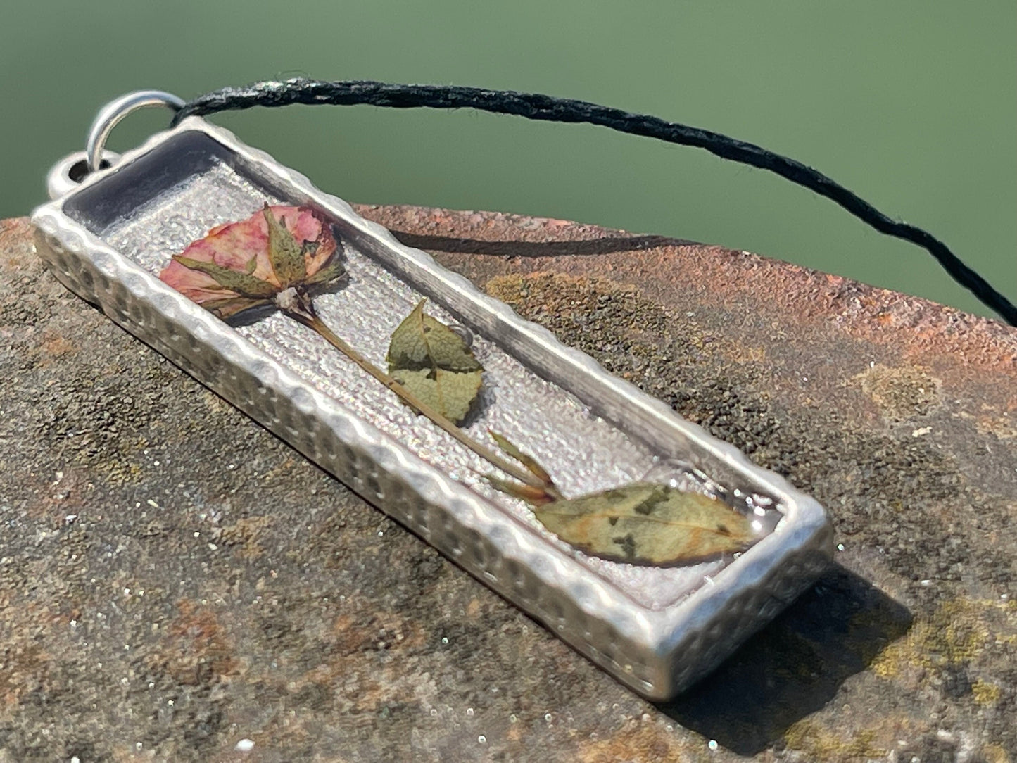 Flower necklace, ethical jewellery, rose necklace, handmade necklace boho jewellery, gift for her flower pendant unique gift for gardener
