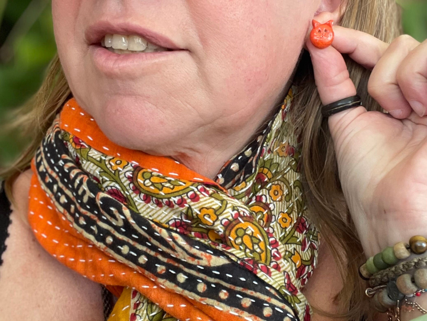 Cat Stud Earrings, orange cat earrings, cat shaped stud earrings, small cat earrings, cat jewellery, ginger Tom cat earrings, Cheshire Cat