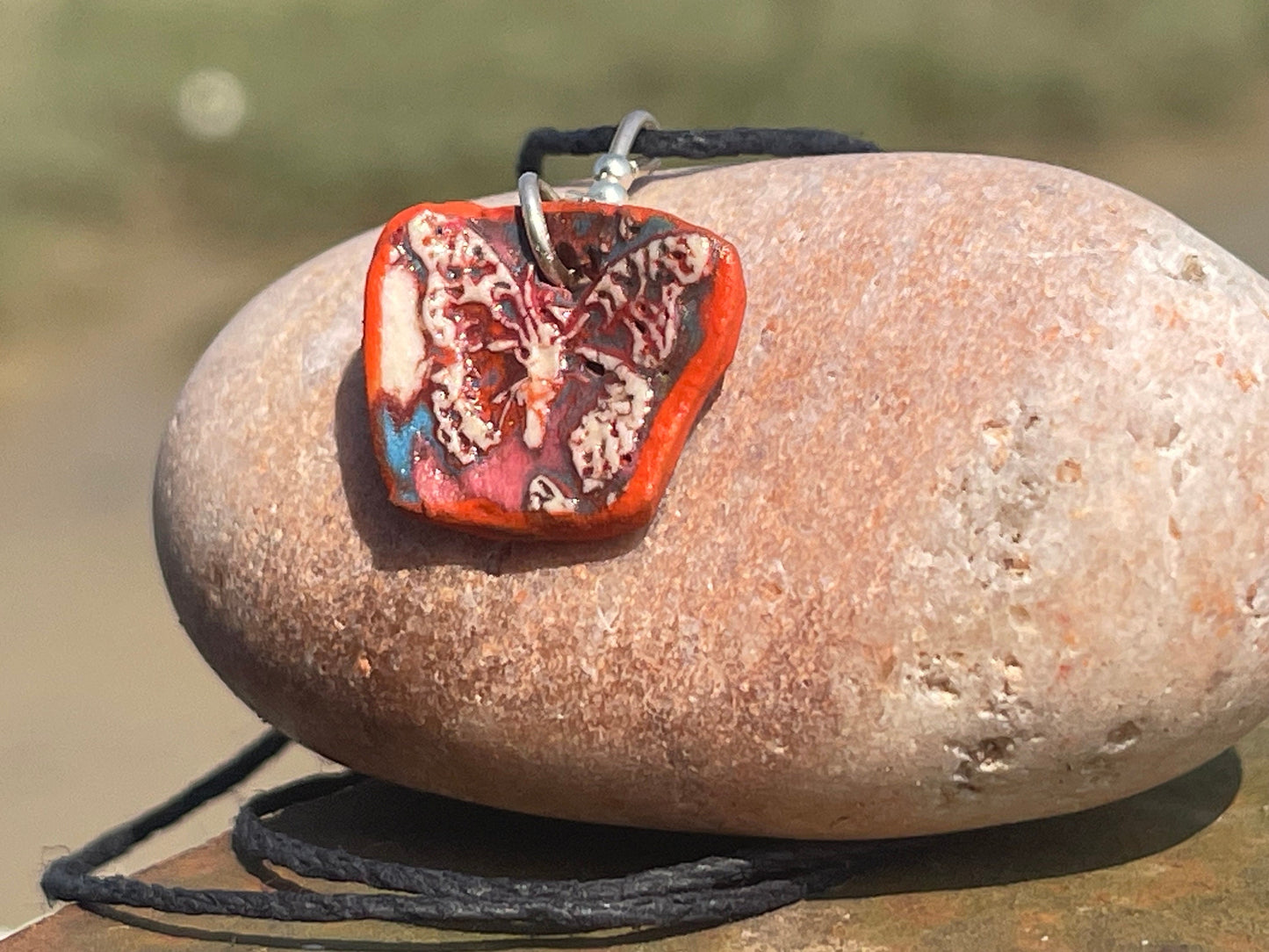 Handmade necklace. Unique jewellery, boho jewellery, unusual jewellery, unique necklace, pink necklace, butterfly necklace, unique pendant