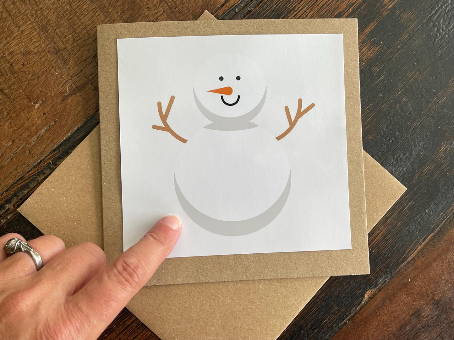 Christmas snowman card, recycled Christmas card, homemade Christmas card. Eco friendly card. Handmade card, ethical Christmas card