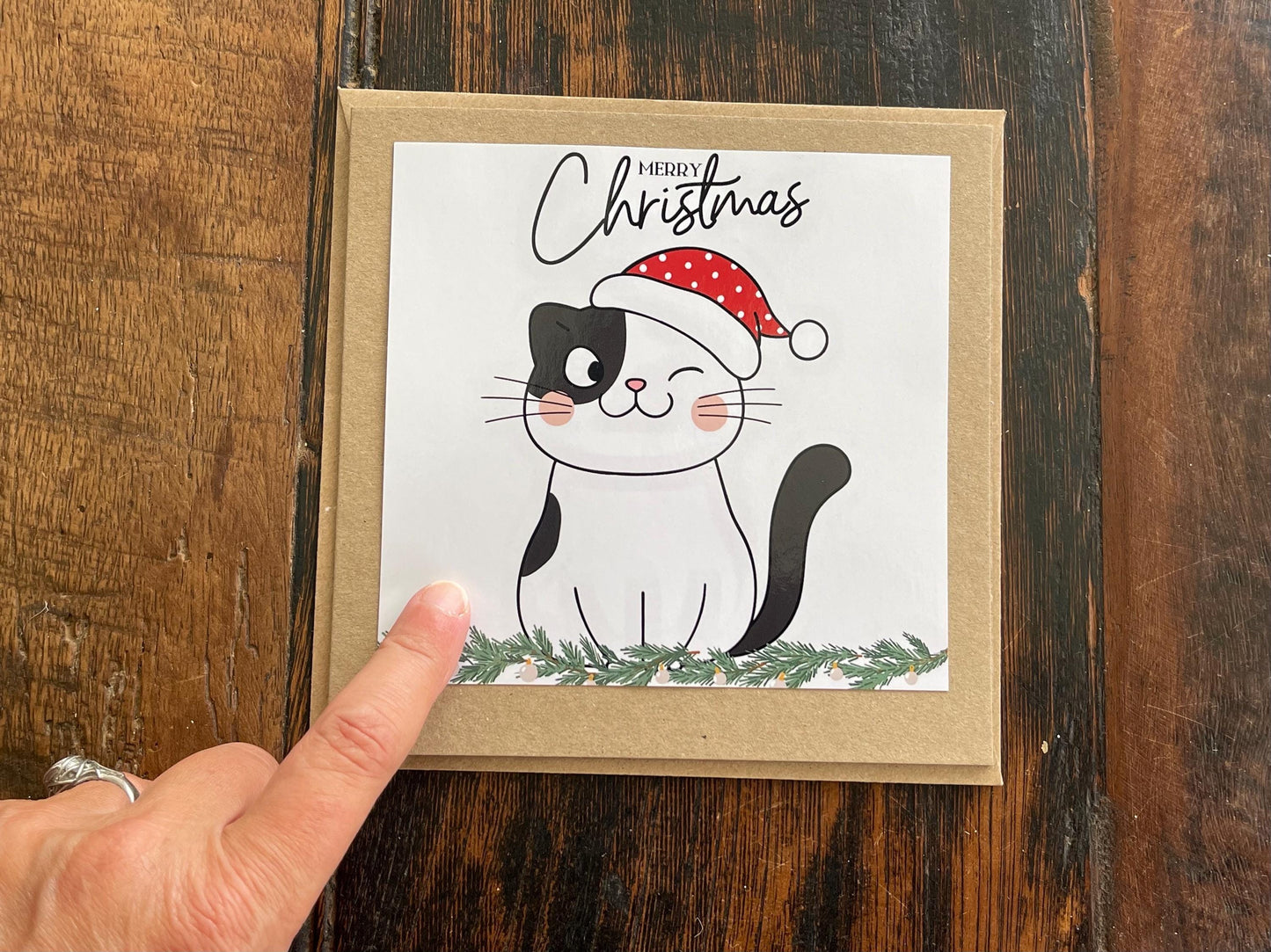 Recycled Christmas card. Christmas cat card, cat christmas card. Eco friendly Christmas card. Xmas cat card, ethical Christmas card