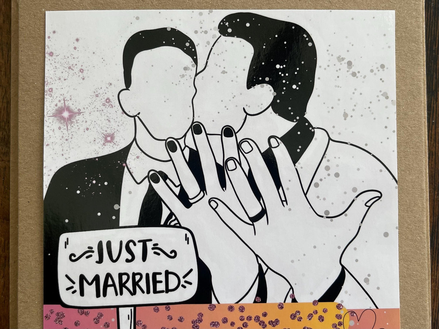 Gay wedding card, gay just married card, his and his, Mr and Mr card, LGBTQ wedding card, gay wedding card, same sex wedding card, LGBT card