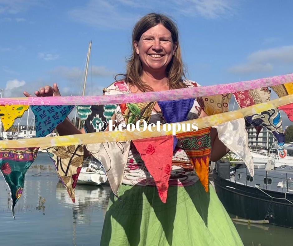 Guirlande multicolore JOYFUL. Guirlande recyclée faite à la main.