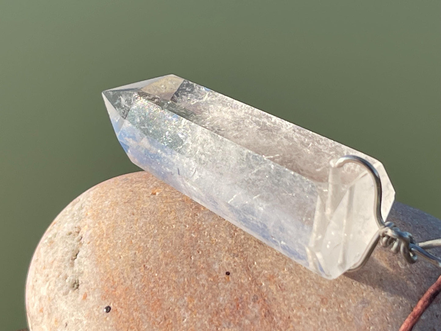 Quartz pendant, quartz necklace, quartz jewellery, gift for him, boho handmade necklace, romantic gift for her, ethical jewellery