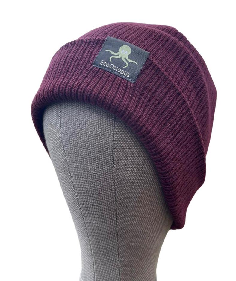 AUBERGINE. Bonnets écologiques. Fabriqués à partir de coton 100 % biologique.