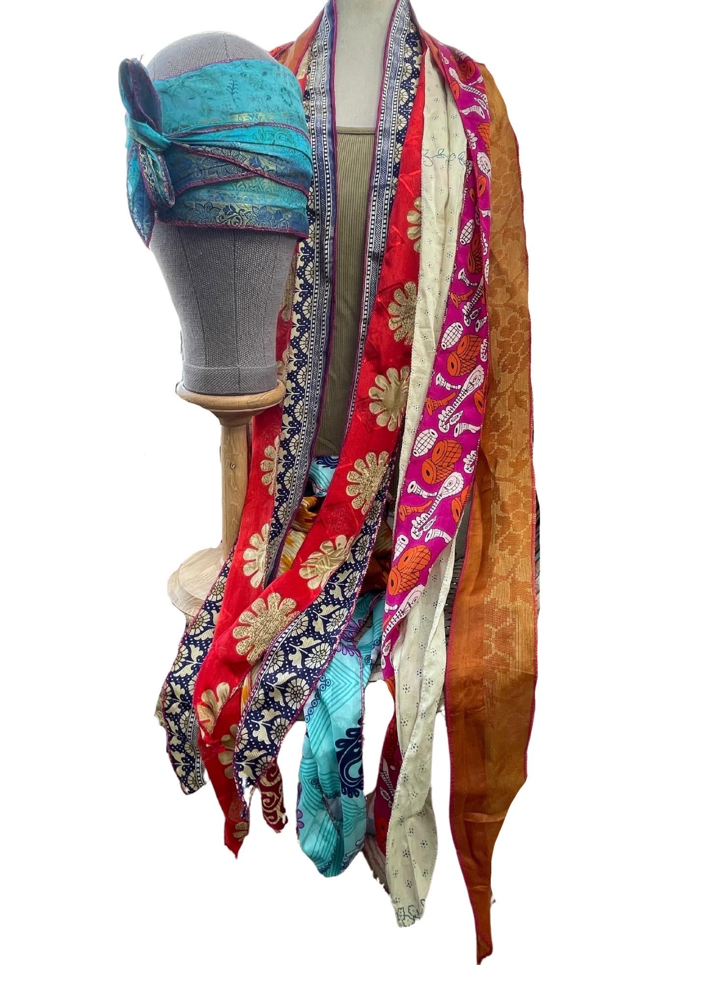SALE Recycled hair scarves, eco friendly hair wraps, ethical gift for her, boho hairband, light scarf, handmade hairband, boho handmade hair