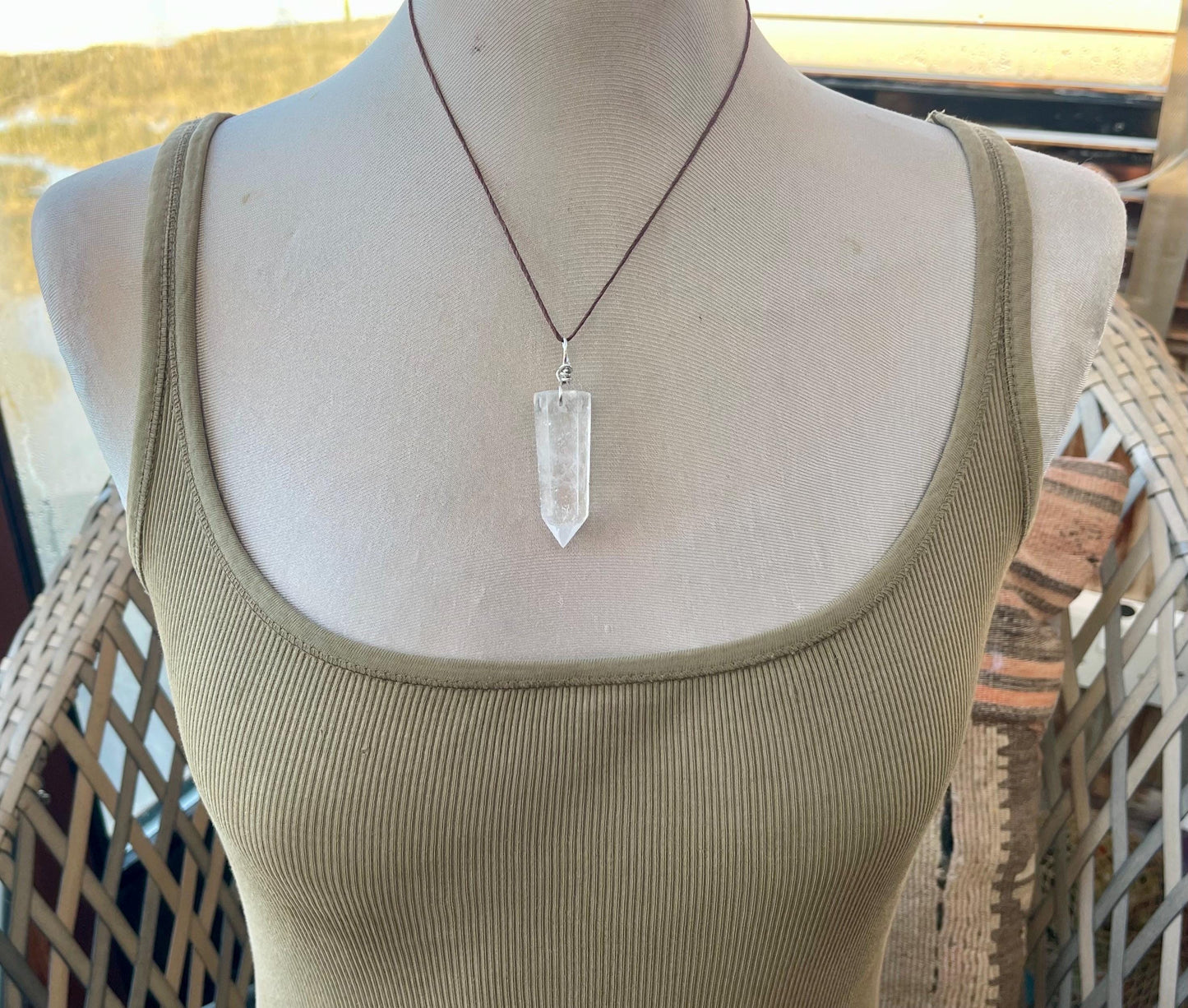 Quartz pendant, quartz necklace, quartz jewellery, gift for him, boho handmade necklace, romantic gift for her, ethical jewellery