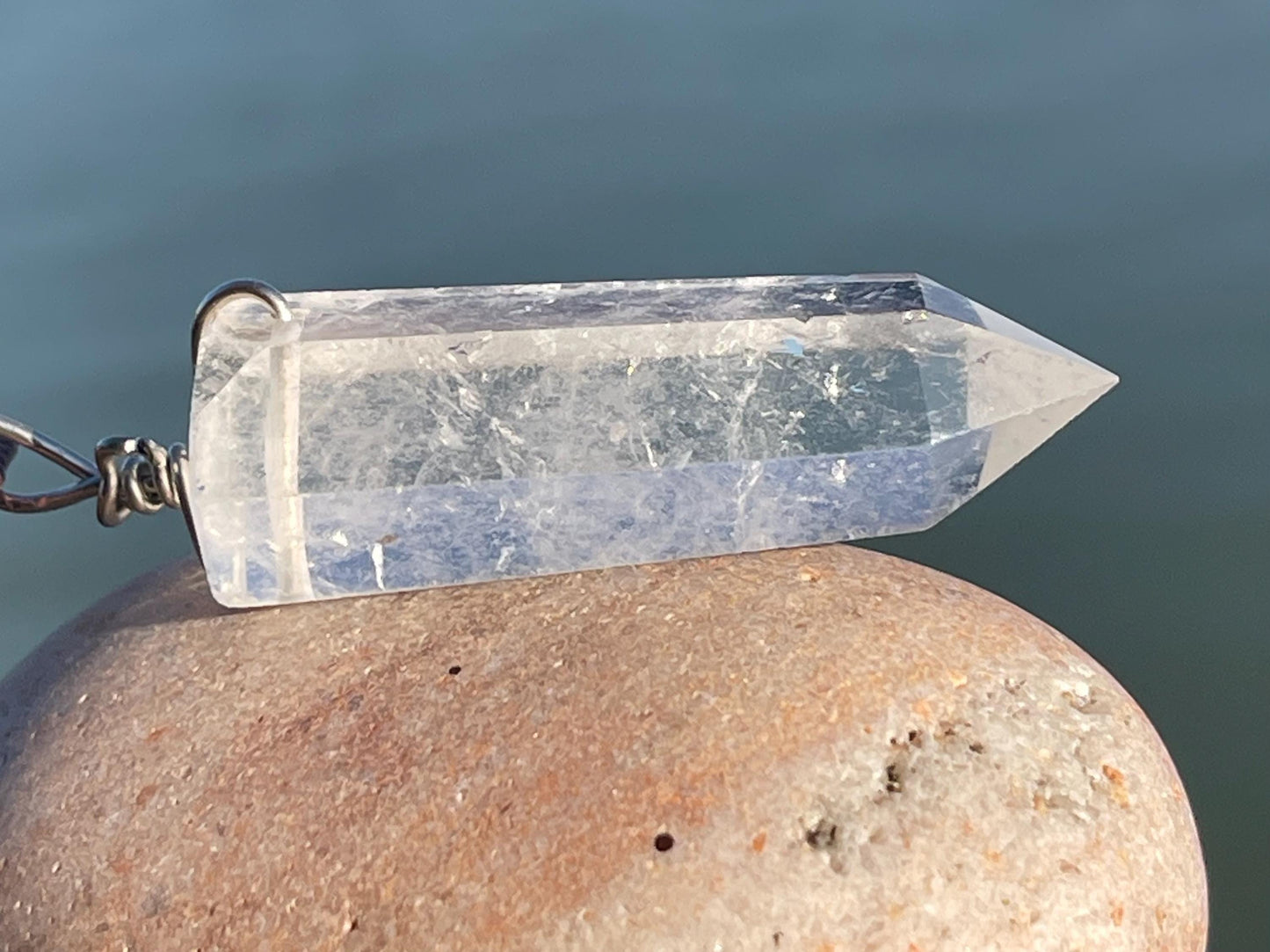 Quartz pendant, quartz necklace, quartz jewellery, gift for him, boho handmade necklace, romantic gift for her, ethical jewellery