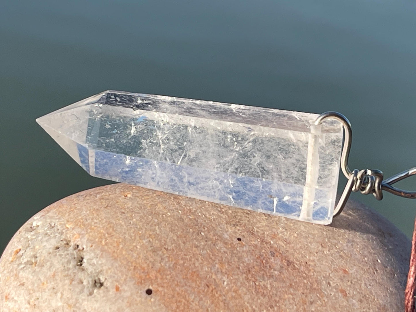 Quartz pendant, quartz necklace, quartz jewellery, gift for him, boho handmade necklace, romantic gift for her, ethical jewellery