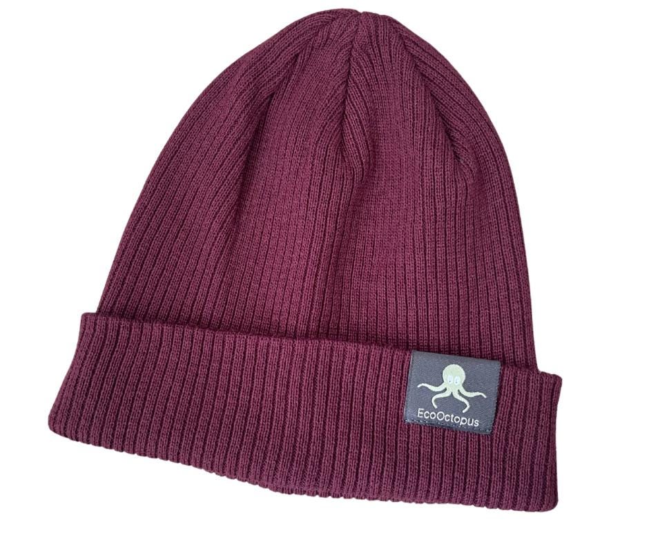 AUBERGINE. Bonnets écologiques. Fabriqués à partir de coton 100 % biologique.