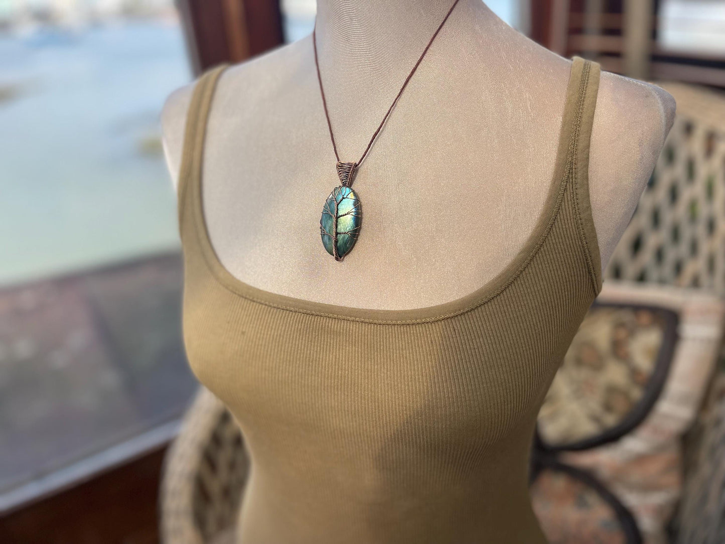 Labradorite necklace, labradorite jewellery. Unusual necklace, boho gift for her, hippy pendant, labradorite pendant, tree of life necklace