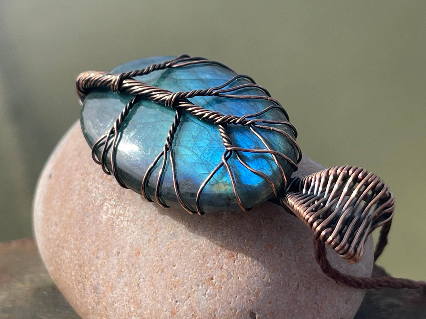 Labradorite necklace, labradorite jewellery. Unusual necklace, boho gift for her, hippy pendant, labradorite pendant, tree of life necklace