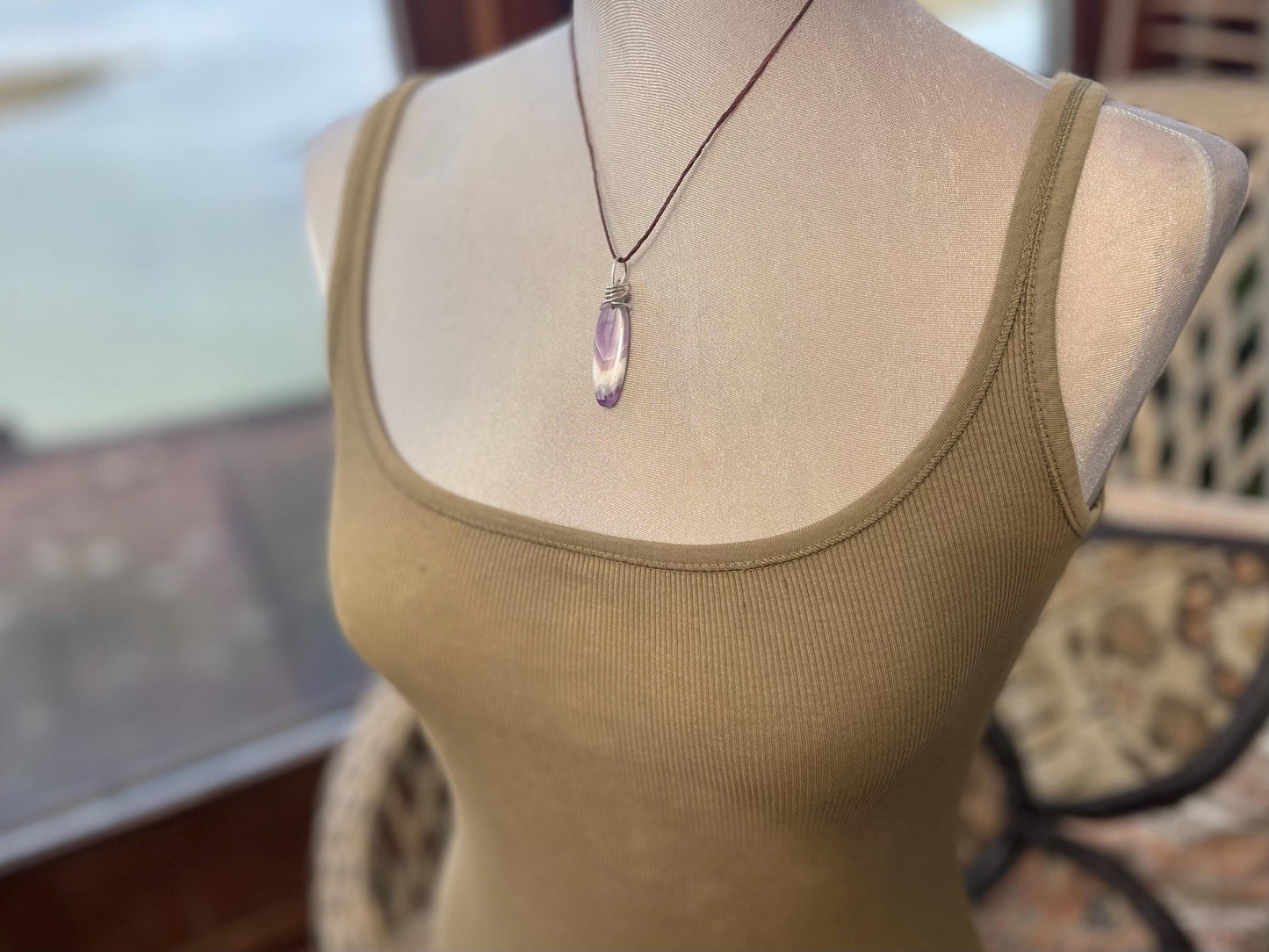 Amethyst pendant, amethyst necklace, amethyst jewellery, gift for him, boho handmade necklace, romantic gift for her, ethical jewellery