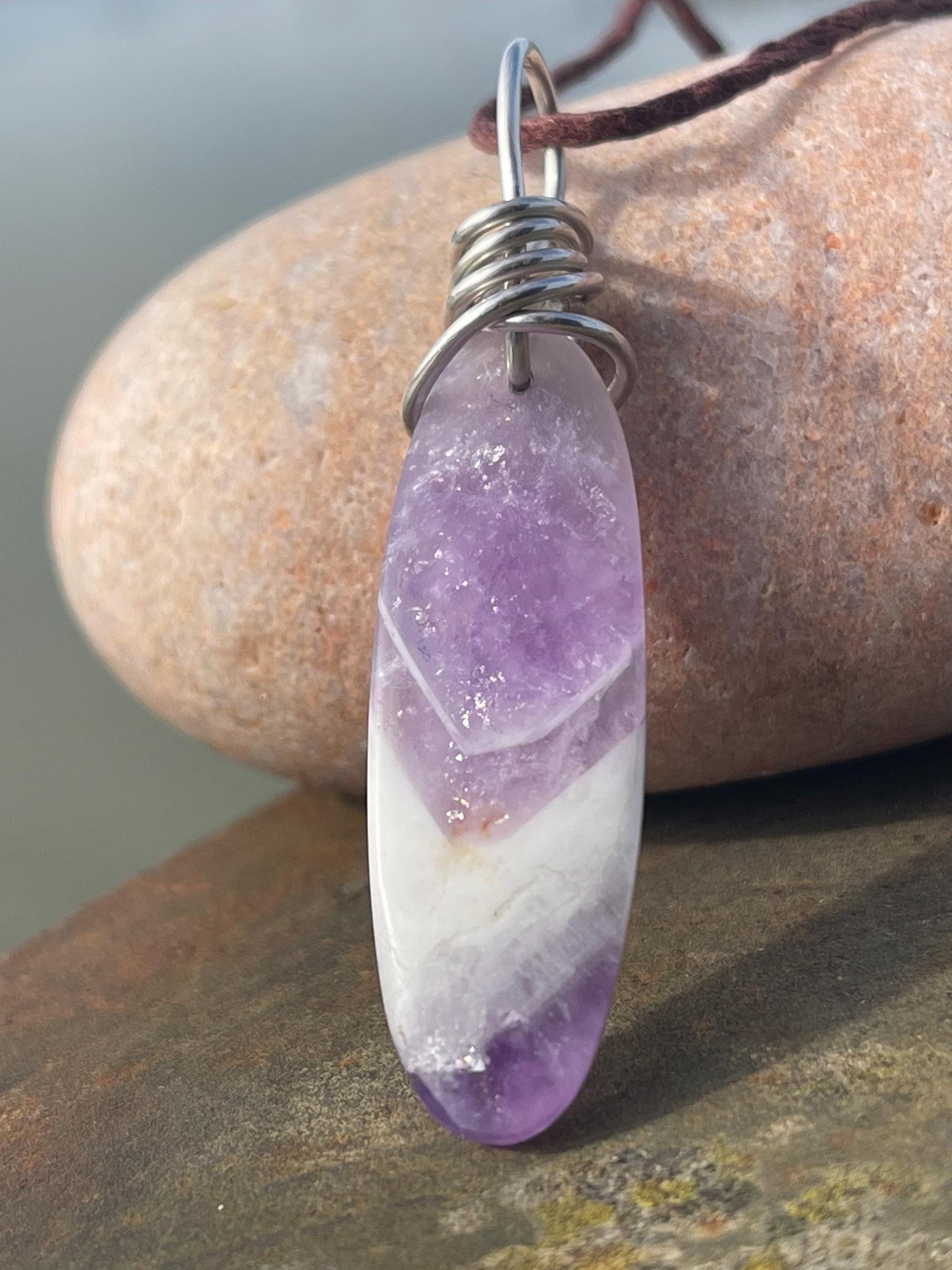Amethyst pendant, amethyst necklace, amethyst jewellery, gift for him, boho handmade necklace, romantic gift for her, ethical jewellery