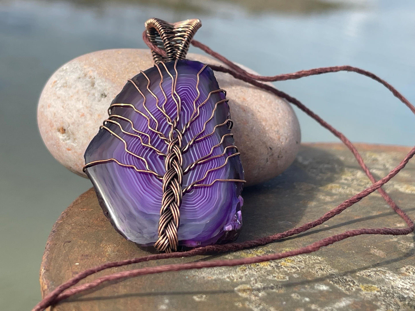 Solar agate necklace, boho necklace, gift for her, tree of life necklace, boho necklace, tree of life pendant. Tree of life jewellery