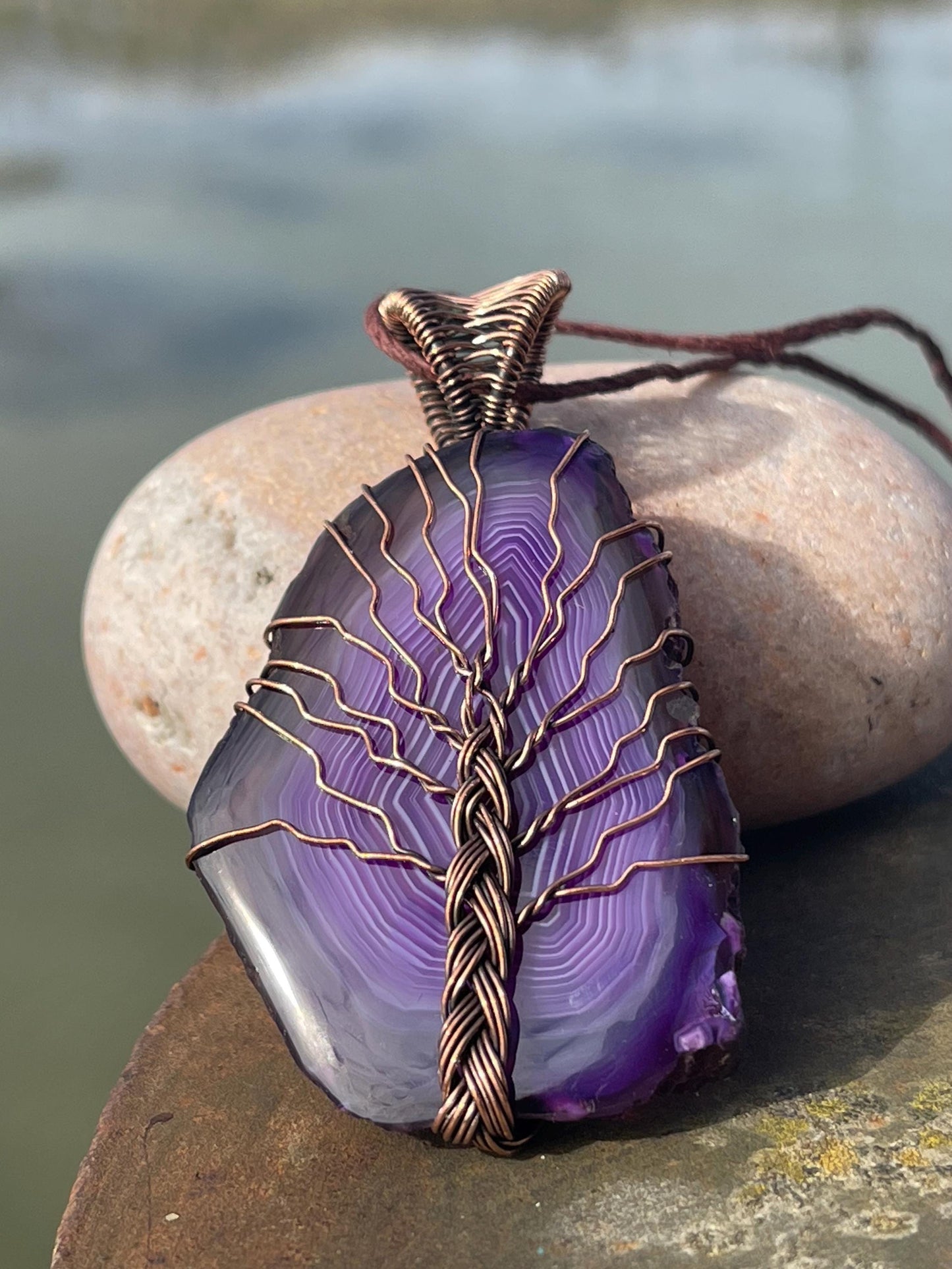 Solar agate necklace, boho necklace, gift for her, tree of life necklace, boho necklace, tree of life pendant. Tree of life jewellery