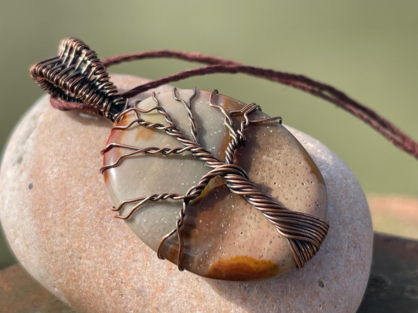 Jasper necklace, boho necklace, gift for her, tree of life necklace, boho necklace, tree of life pendant. Tree of life jewellery