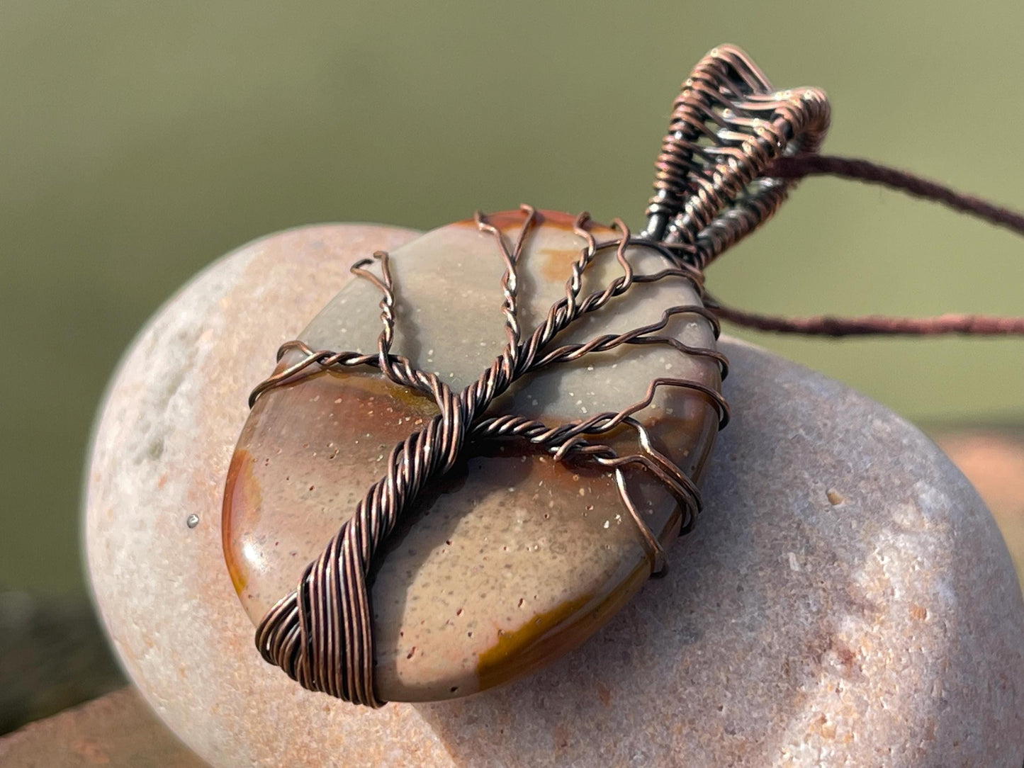 Jasper necklace, boho necklace, gift for her, tree of life necklace, boho necklace, tree of life pendant. Tree of life jewellery