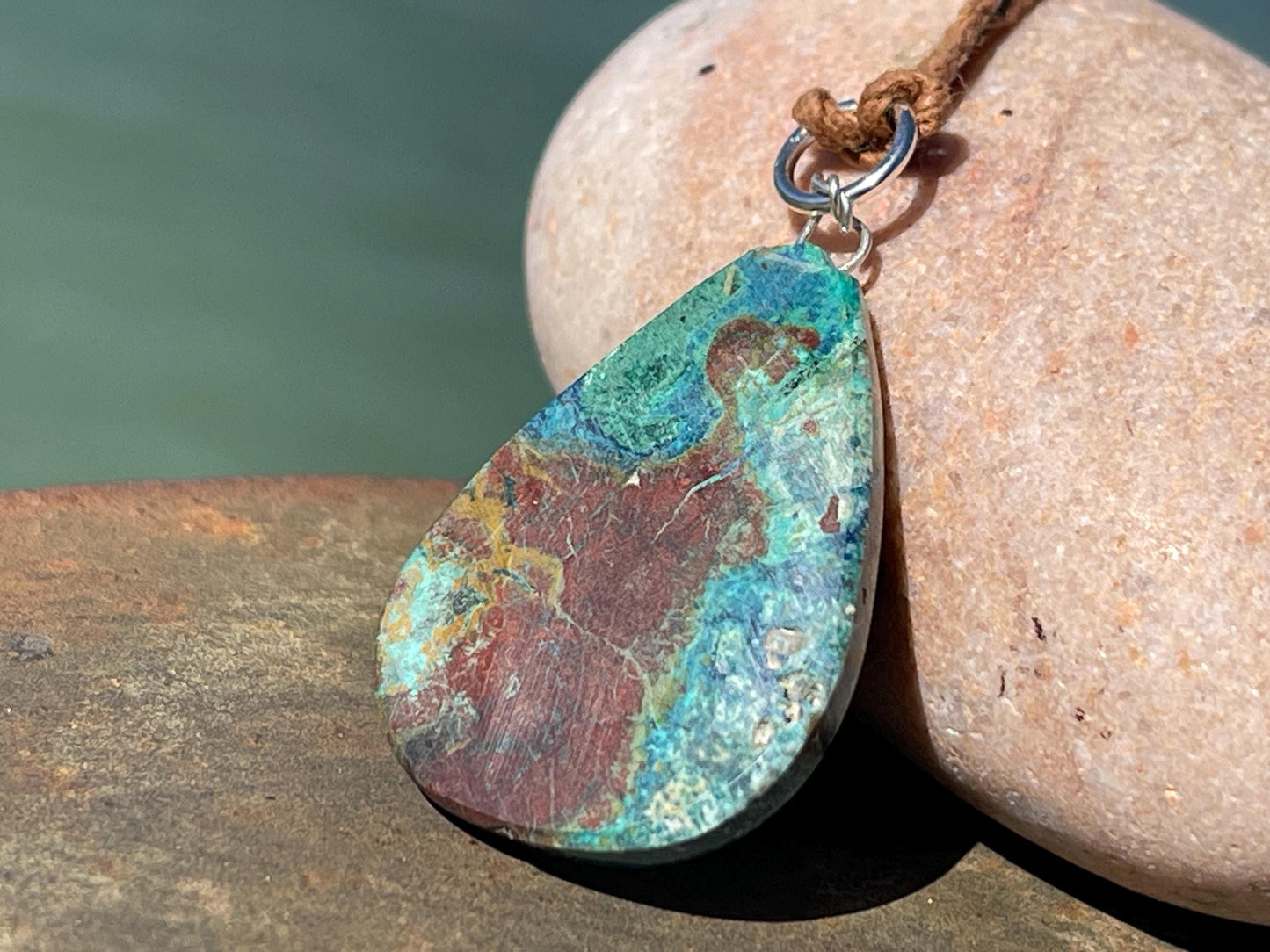 Chrysocolla Malachite necklace, ethical jewellery, bohemian necklace, unusual jewellery, malachite pendant, green gemstone necklace