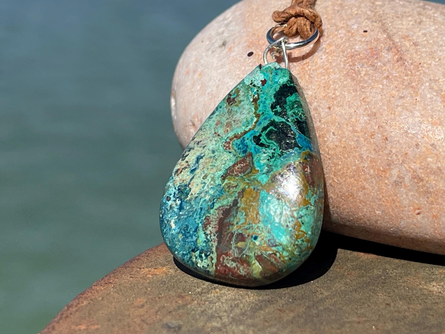 Chrysocolla Malachite necklace, ethical jewellery, bohemian necklace, unusual jewellery, malachite pendant, green gemstone necklace