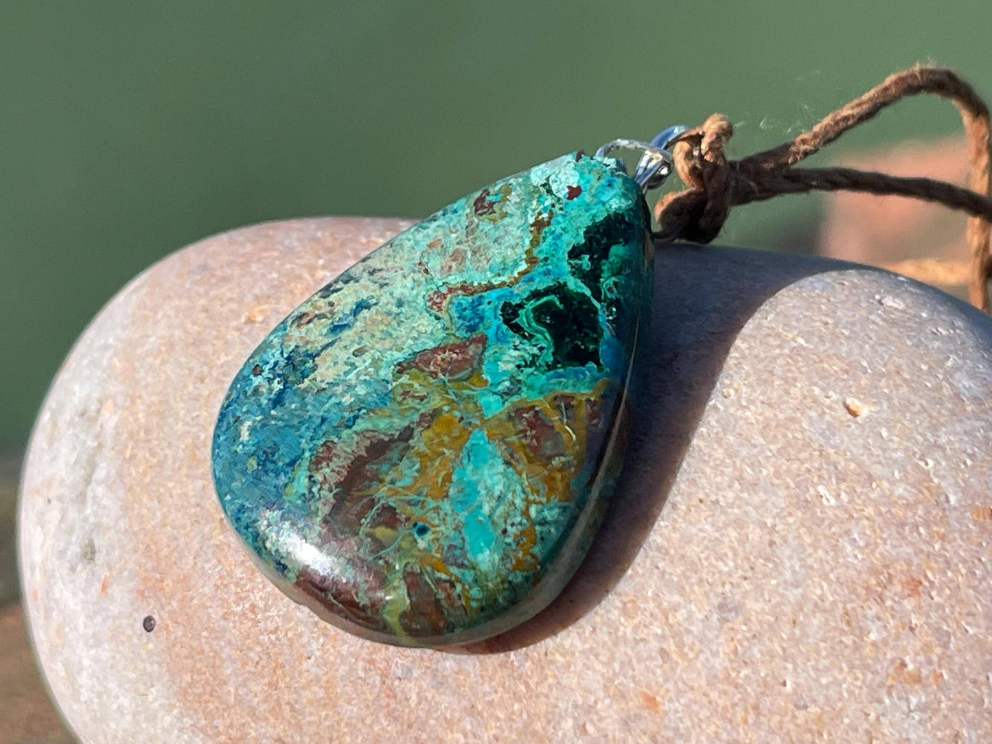 Chrysocolla Malachite necklace, ethical jewellery, bohemian necklace, unusual jewellery, malachite pendant, green gemstone necklace