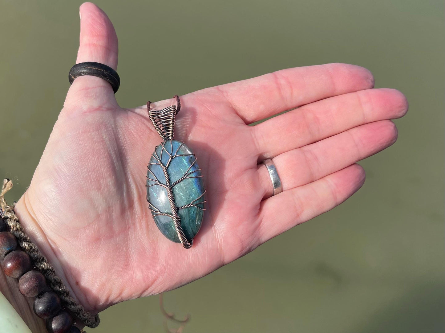 Labradorite necklace, labradorite jewellery. Unusual necklace, boho gift for her, hippy pendant, labradorite pendant, tree of life necklace