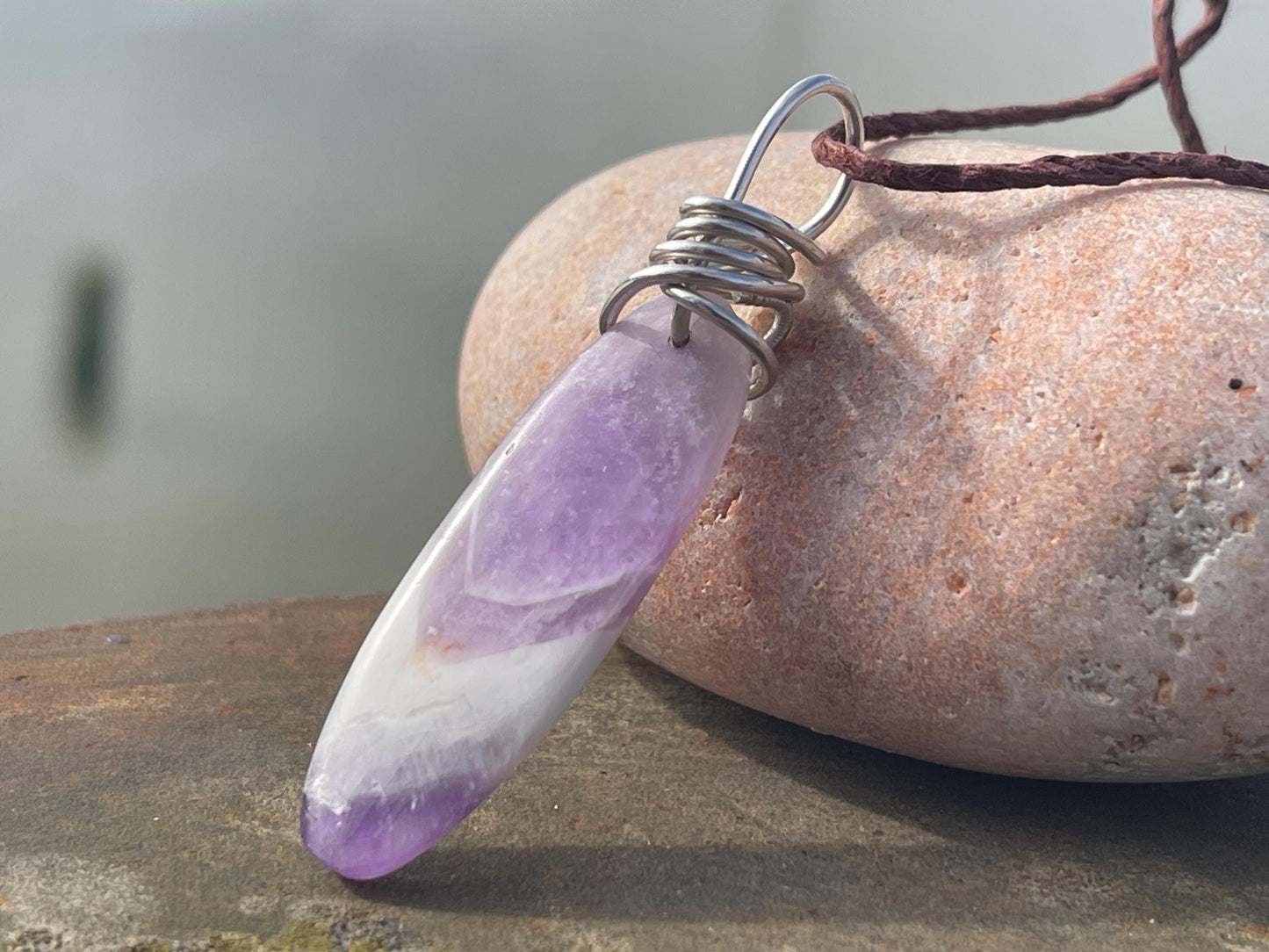 Amethyst pendant, amethyst necklace, amethyst jewellery, gift for him, boho handmade necklace, romantic gift for her, ethical jewellery
