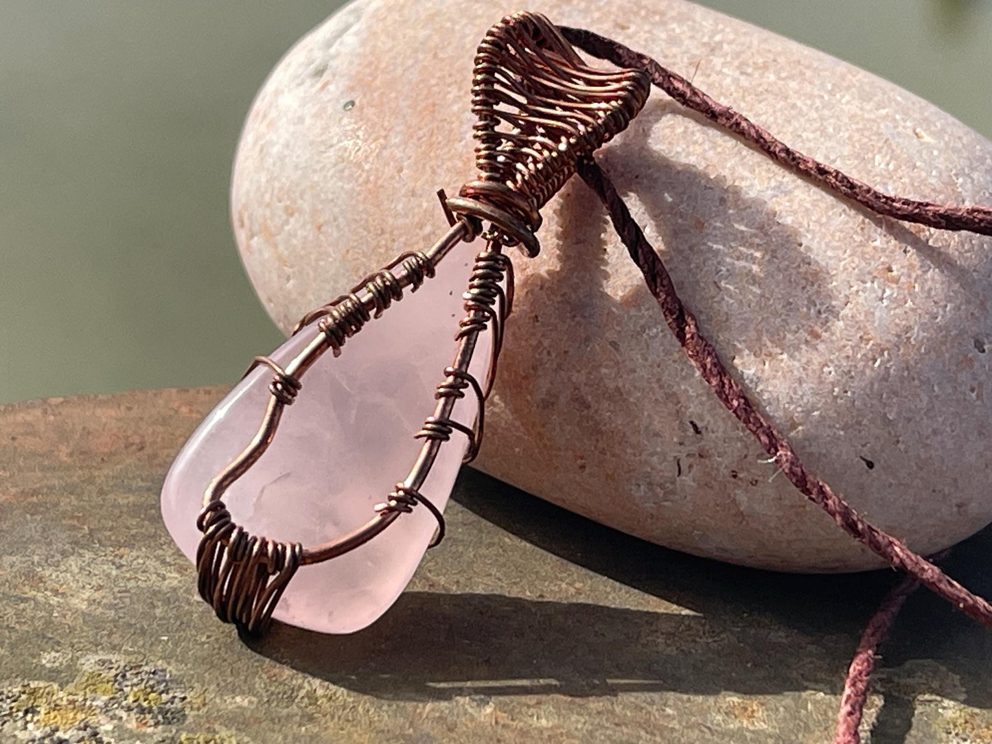 Rose quartz necklace, pink gemstone necklace, tree of life necklace, rose quartz jewellery, tree of life jewellery, handmade necklace