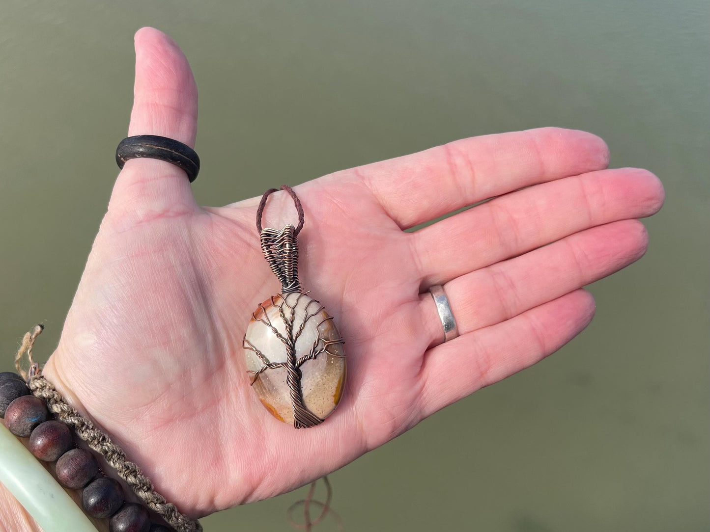 Jasper necklace, boho necklace, gift for her, tree of life necklace, boho necklace, tree of life pendant. Tree of life jewellery