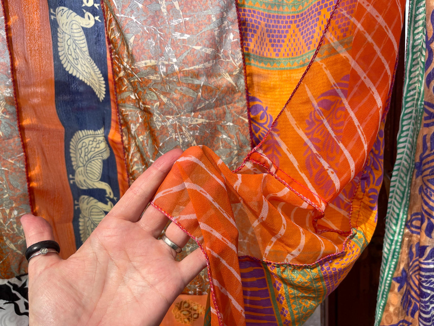 Handmade orange curtains, Recycled Vintage Curtains, Boho Style, Ethical Furnishings, Romantic Gift, Unique Home decor, eco friendly curtain