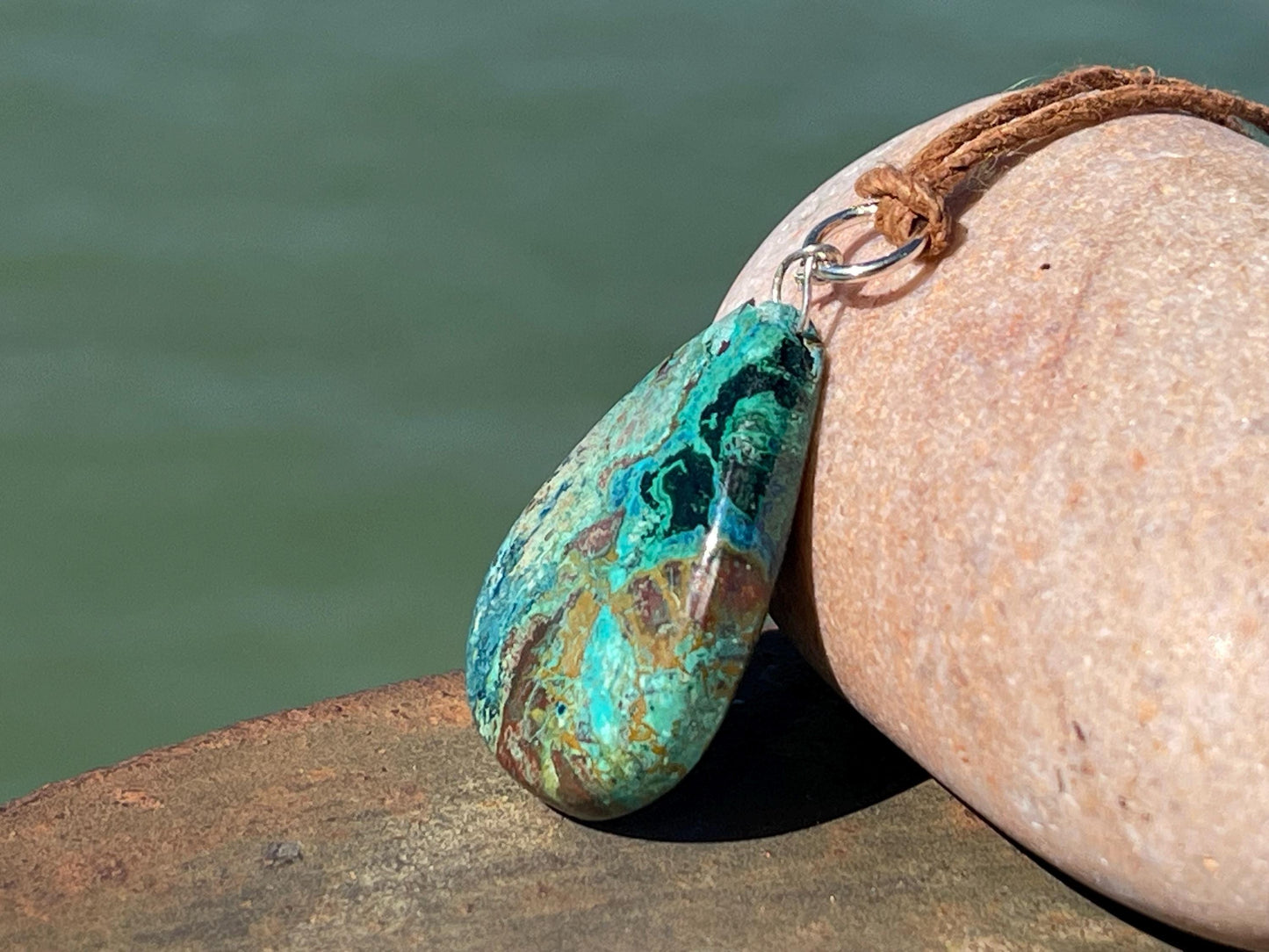 Chrysocolla Malachite necklace, ethical jewellery, bohemian necklace, unusual jewellery, malachite pendant, green gemstone necklace