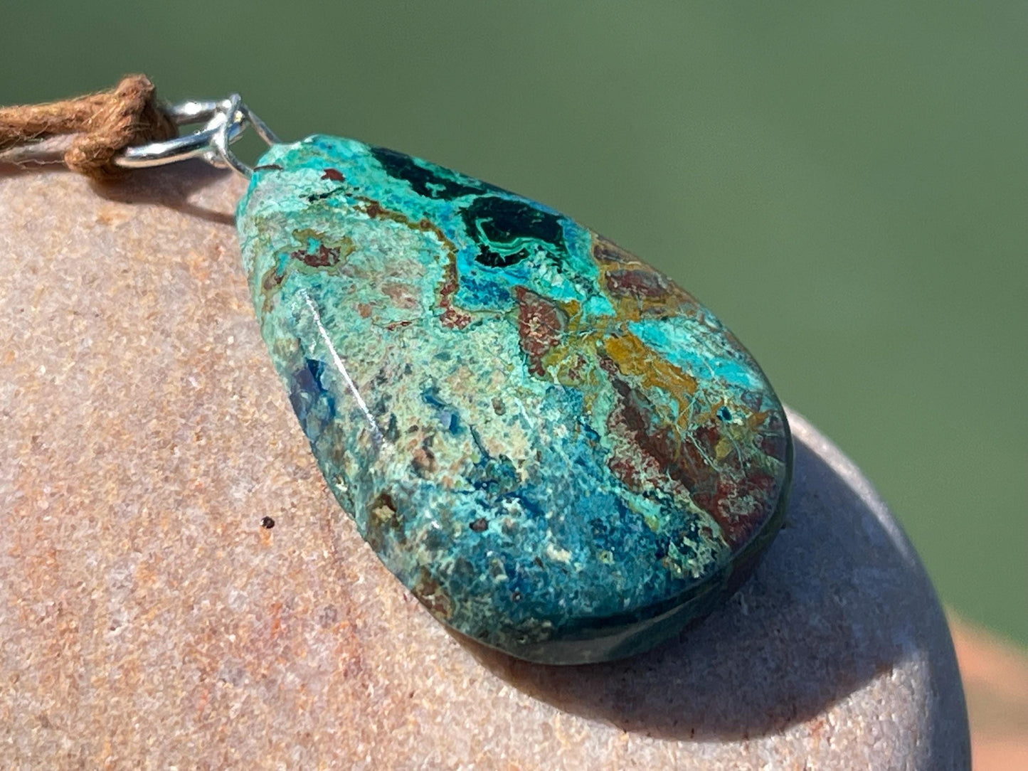 Chrysocolla Malachite necklace, ethical jewellery, bohemian necklace, unusual jewellery, malachite pendant, green gemstone necklace