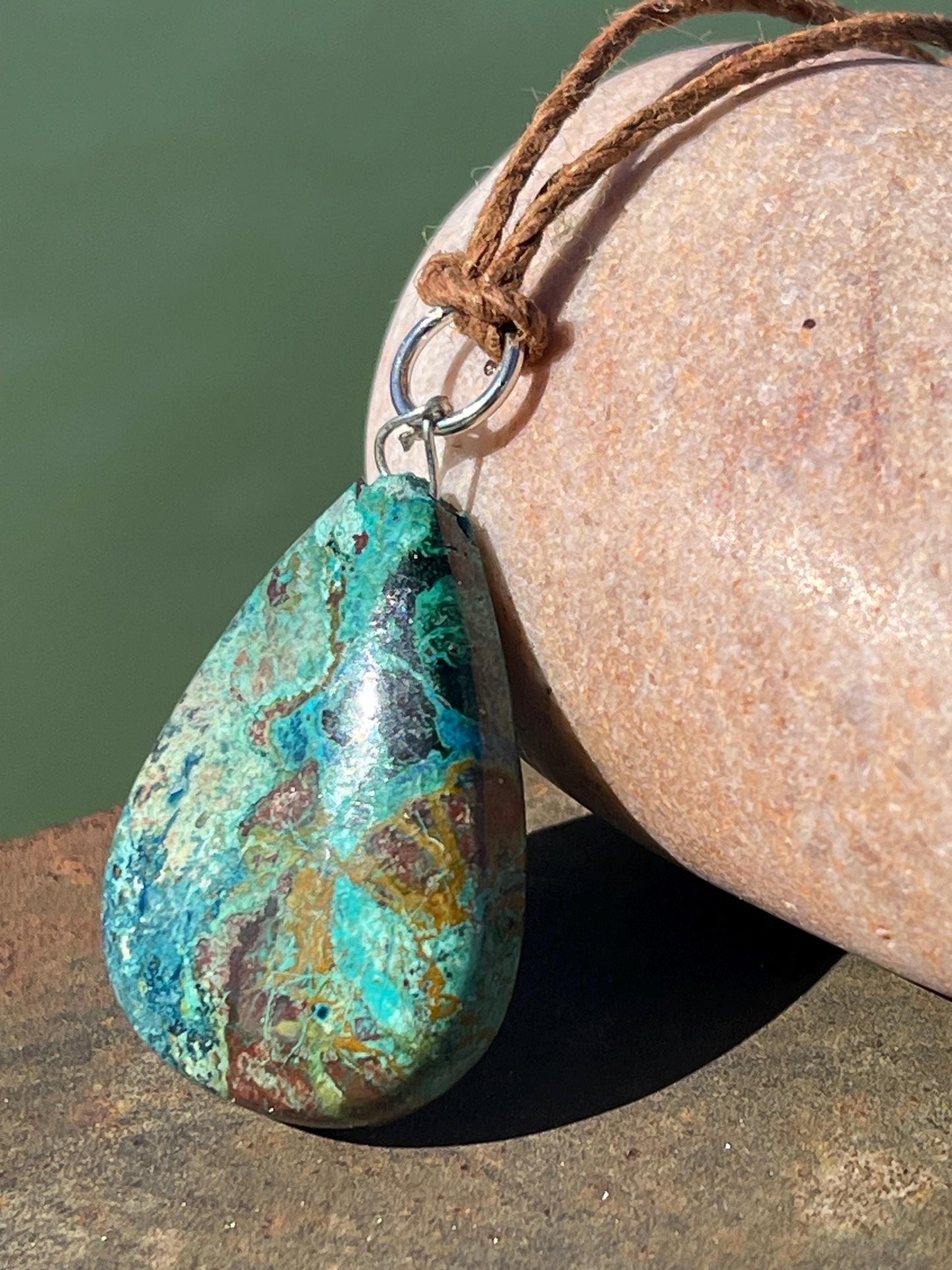 Chrysocolla Malachite necklace, ethical jewellery, bohemian necklace, unusual jewellery, malachite pendant, green gemstone necklace
