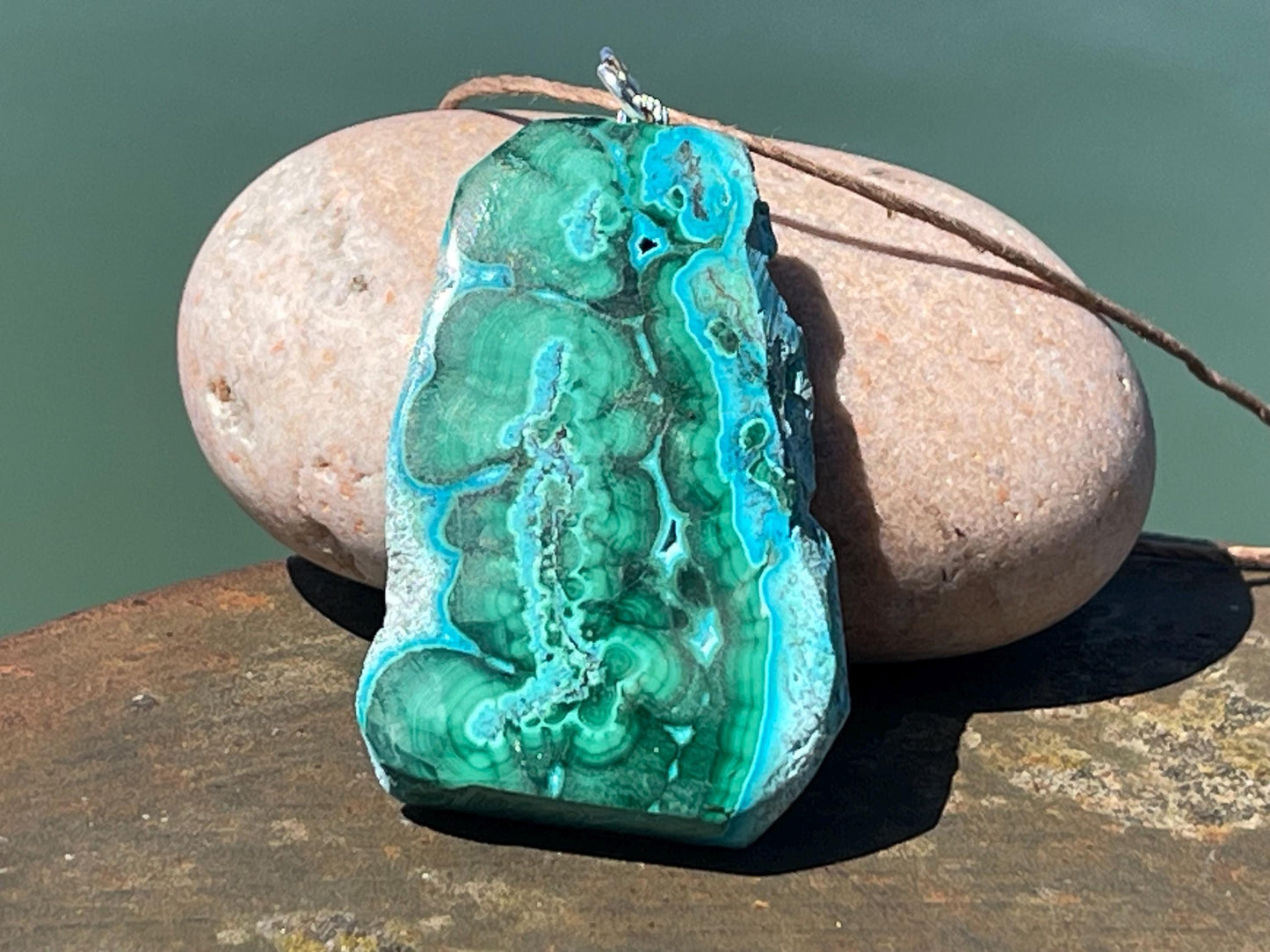 Chrysocolla Malachite necklace, ethical jewellery, bohemian necklace, unusual jewellery, malachite pendant, green gemstone necklace