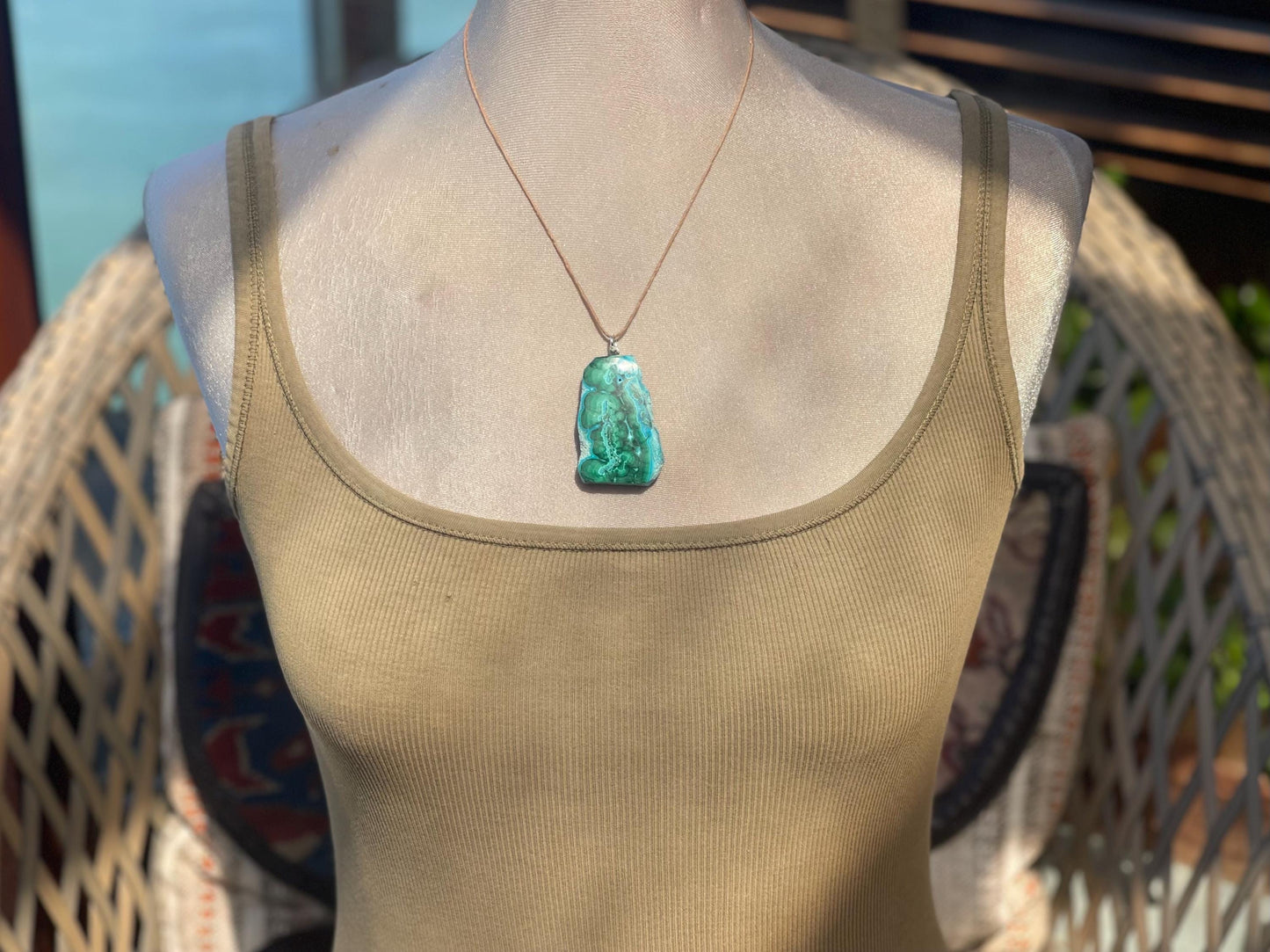 Chrysocolla Malachite necklace, ethical jewellery, bohemian necklace, unusual jewellery, malachite pendant, green gemstone necklace