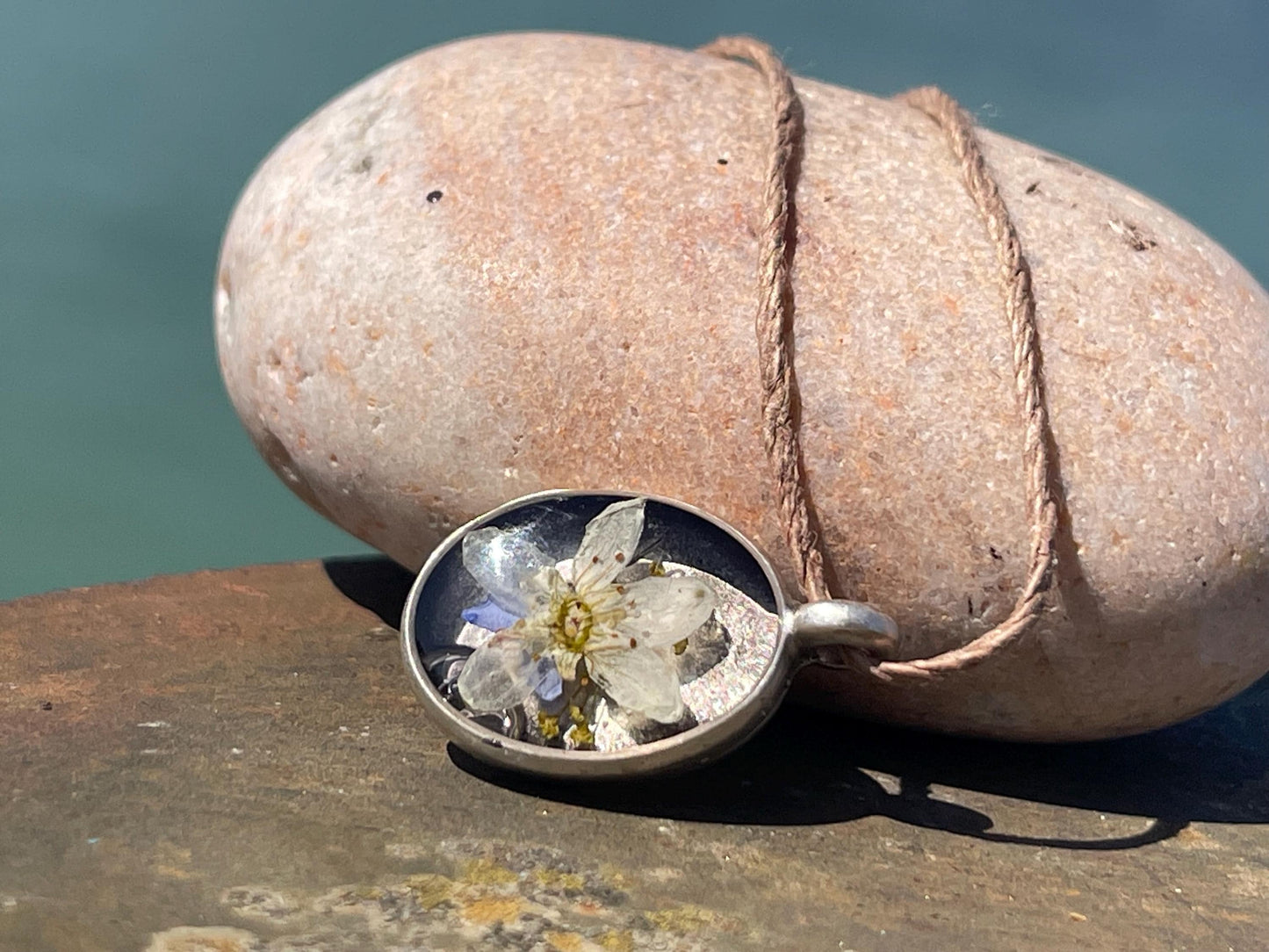 Bramble flower necklace, unique necklace, ethical gift for her, handmade necklace, boho eco friendly necklace, flower jewellery