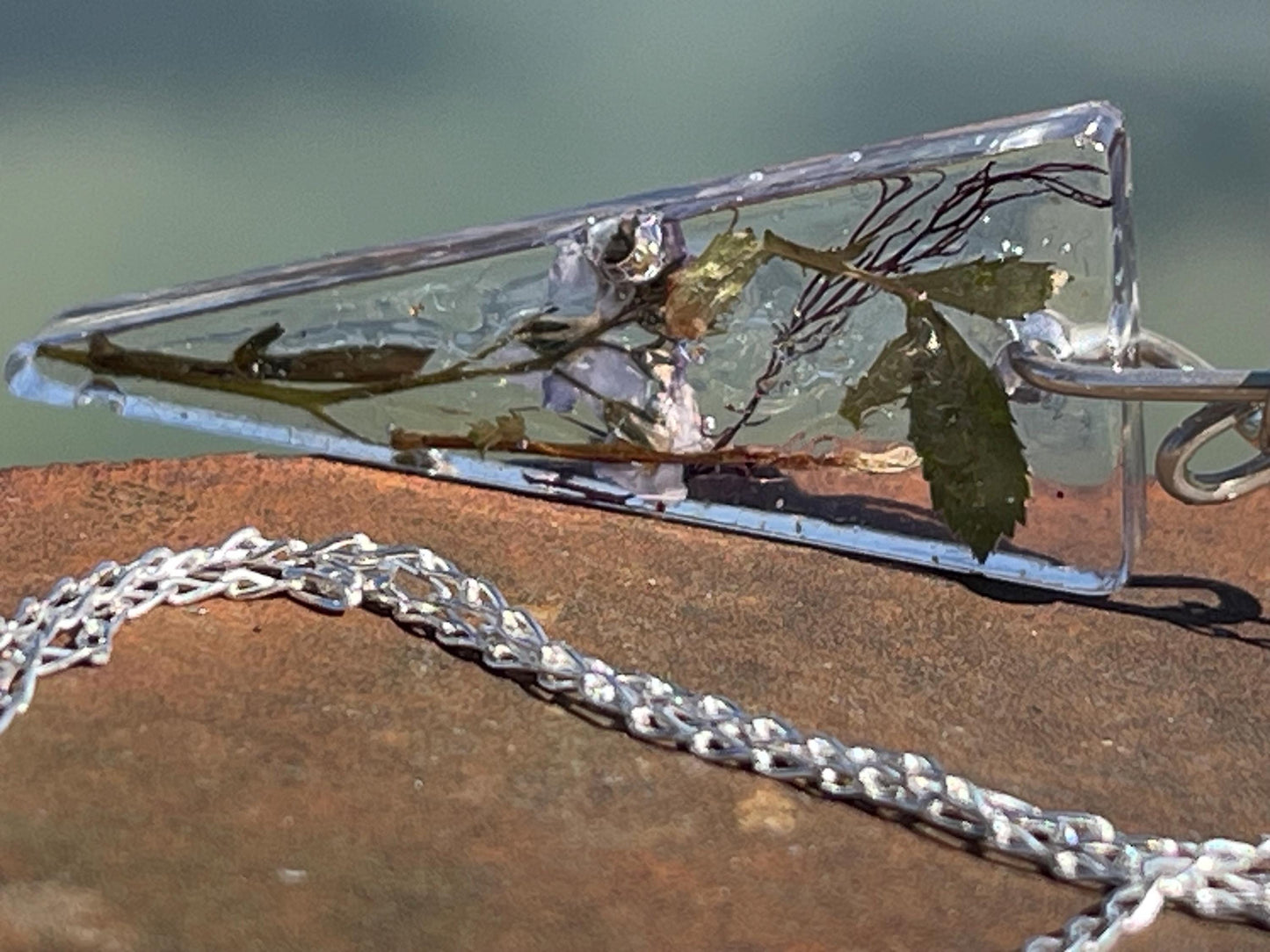 Forget-me-not necklace on recycled sterling silver. Boho gift for her, flower pendant, boho jewellery, handmade necklace, remembrance gift